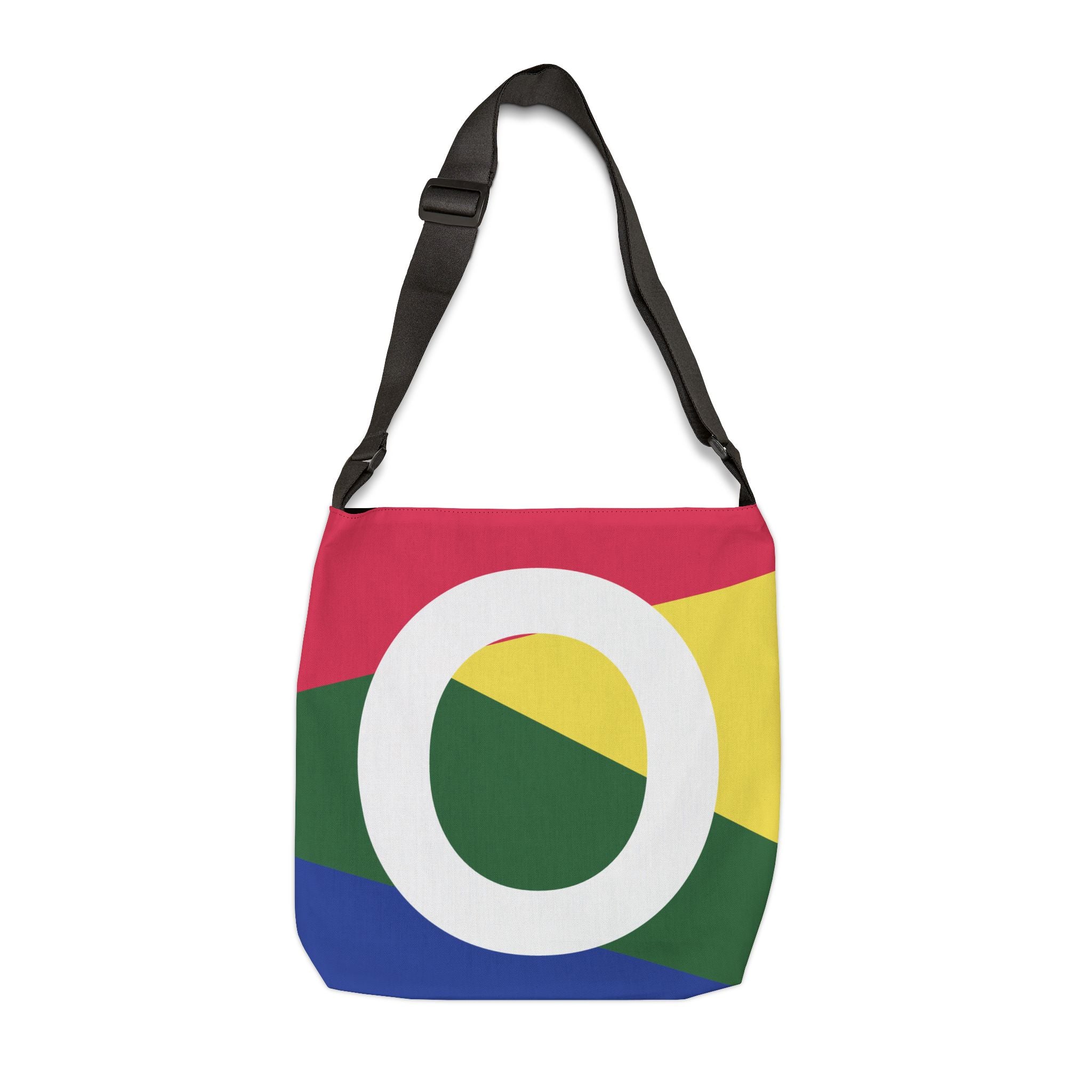 Initial Letter 'O' Colorblock Adjustable Tote Bag — Monogram Alphabet Shoulder Bag