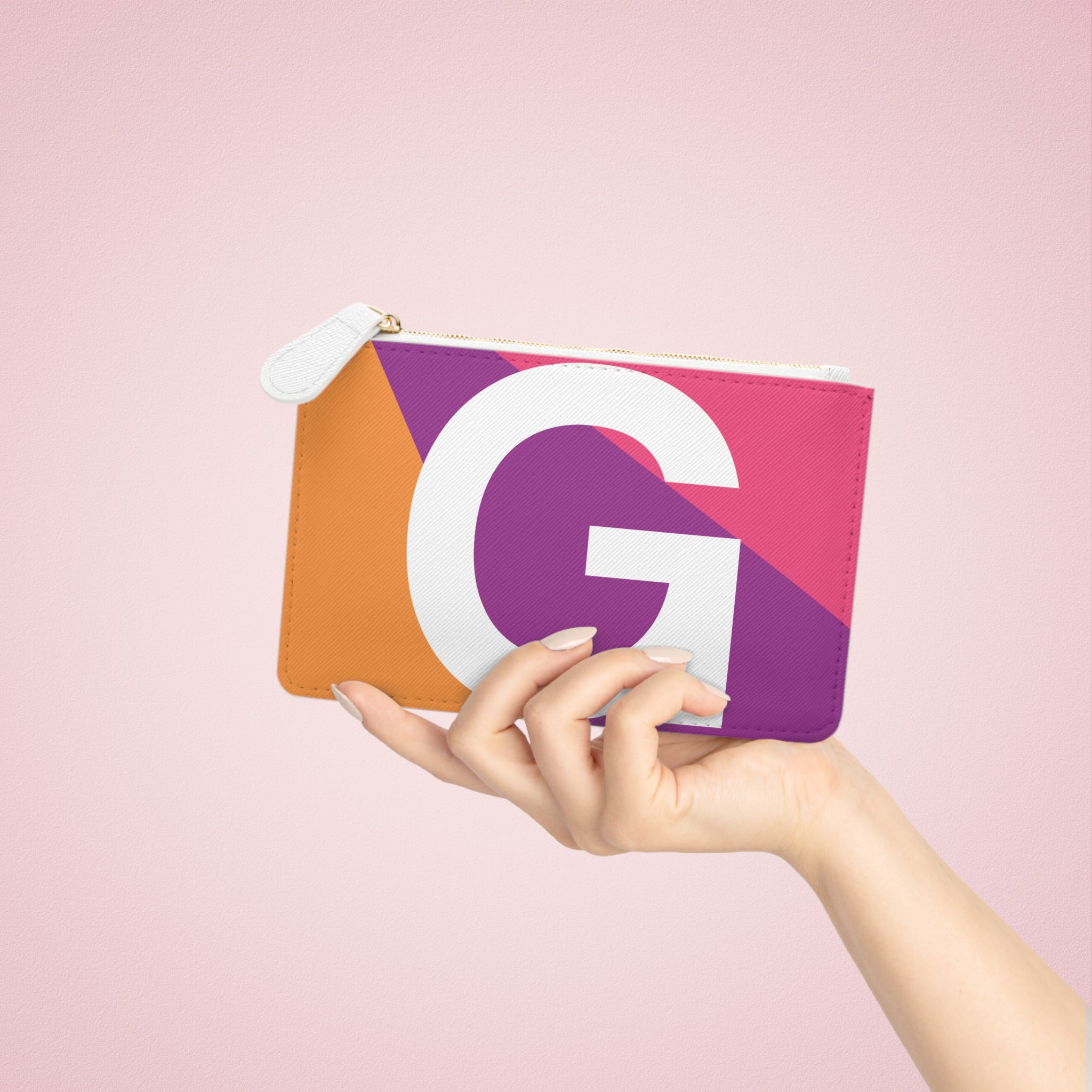 Initial G Mini Clutch — Colorblock Monogram Wristlet Wallet