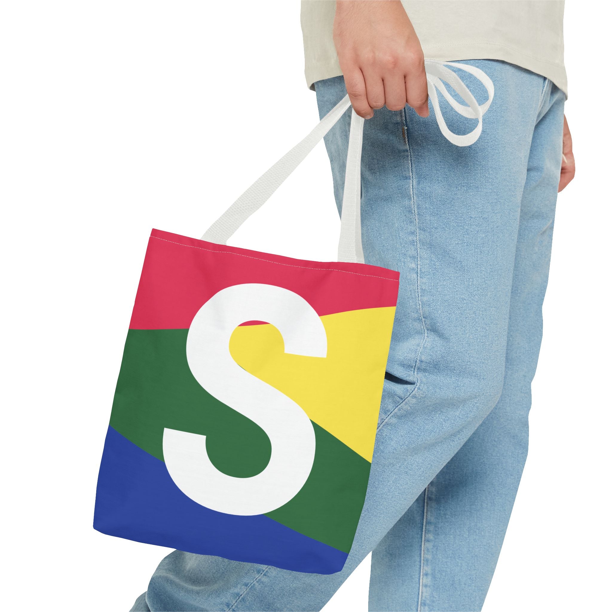 Monogram 'S' Colorblock Tote Bag — Personalized Initial S Shoulder Tote