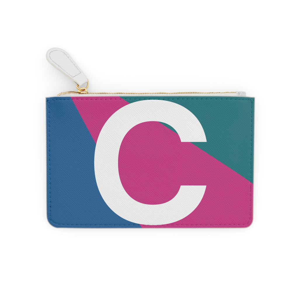 Initial C Mini Clutch — Colorblock Monogram Wristlet Wallet