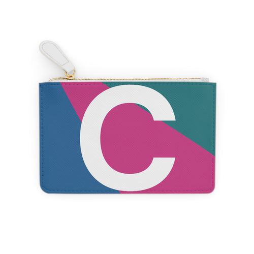 Initial C Mini Clutch — Colorblock Monogram Wristlet Wallet