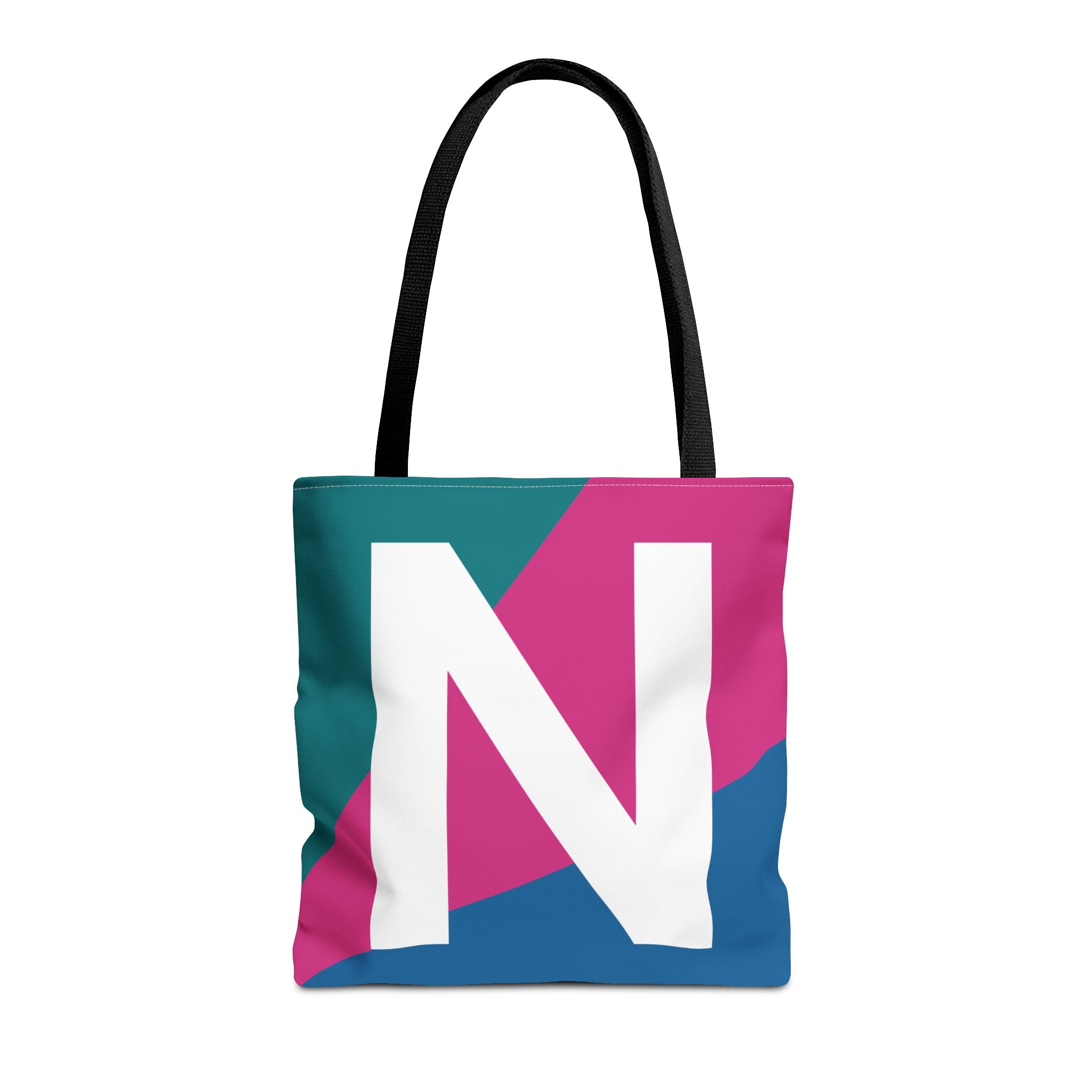 Monogram 'N' Colorblock Tote Bag — Personalized Initial N Shoulder Tote