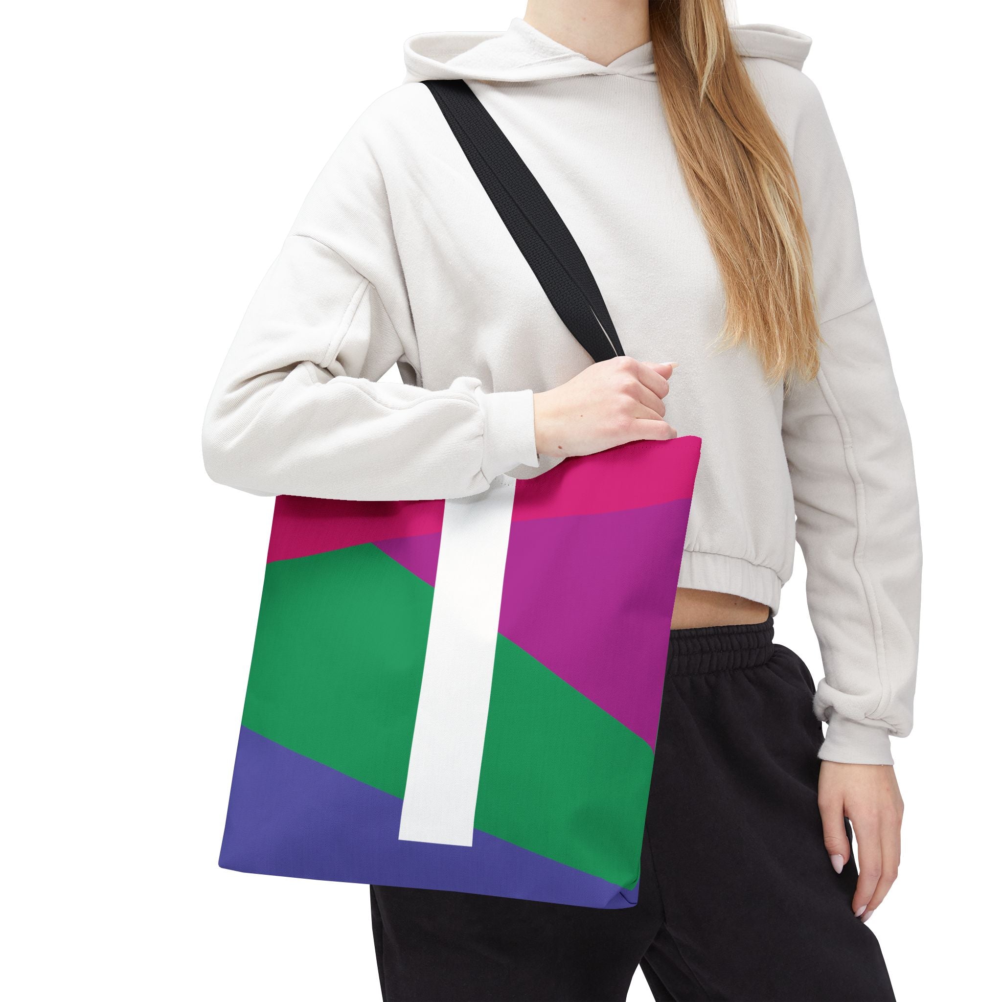 Monogram 'I' Colorblock Tote Bag — Personalized Initial I Shoulder Tote