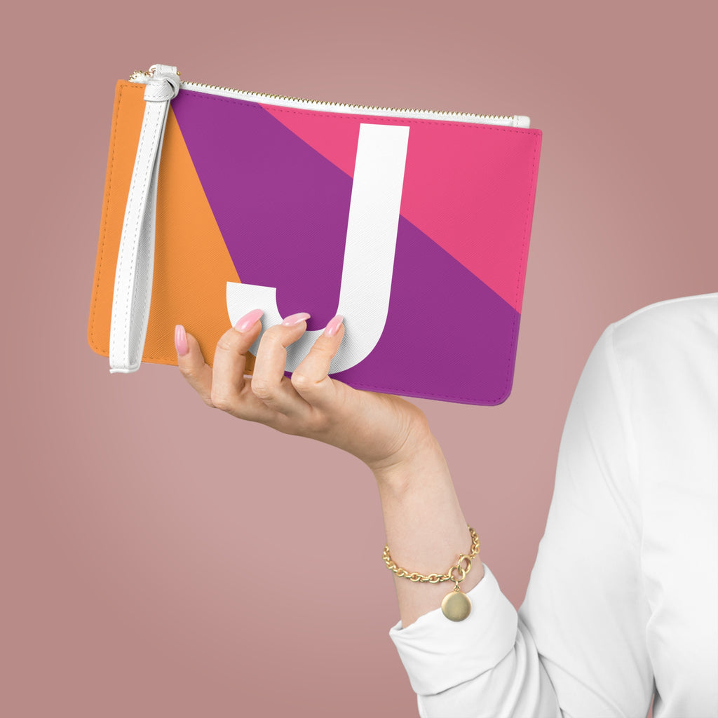 Monogram 'J' Colorblock Clutch Bag — Bold Geometric Wristlet for Everyday & Gifts
