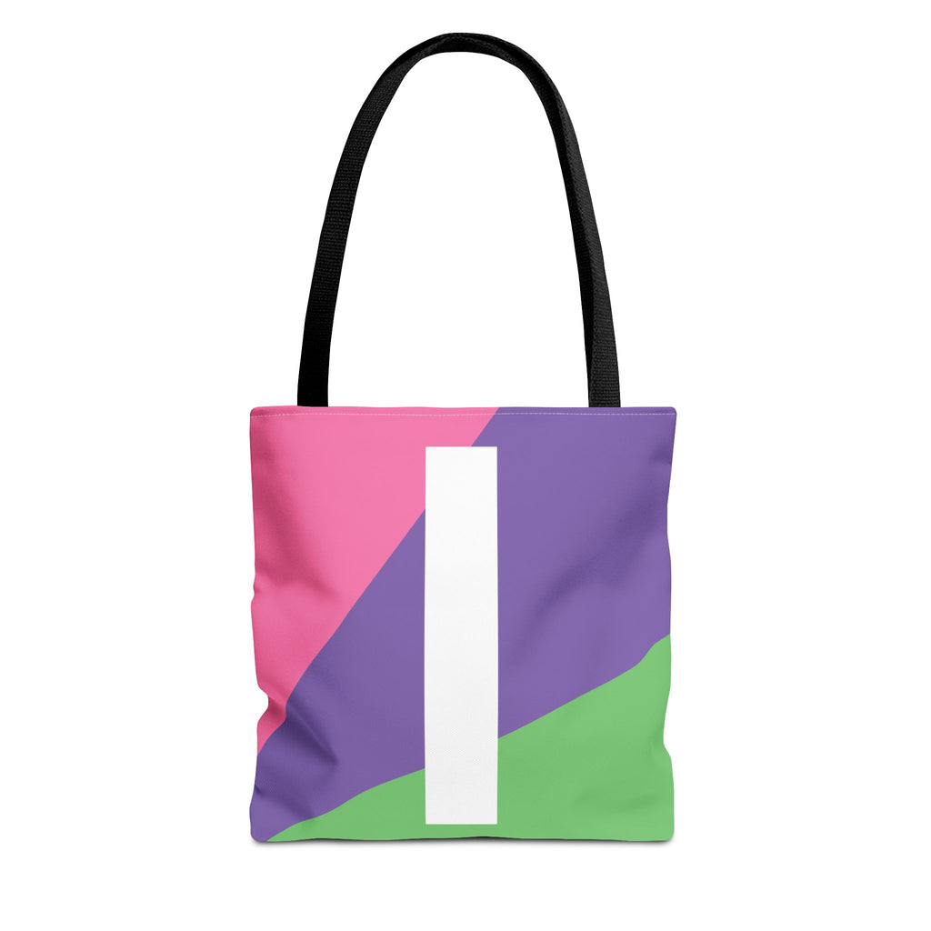 Monogram 'I' Colorblock Tote Bag — Personalized Initial I Shoulder Tote