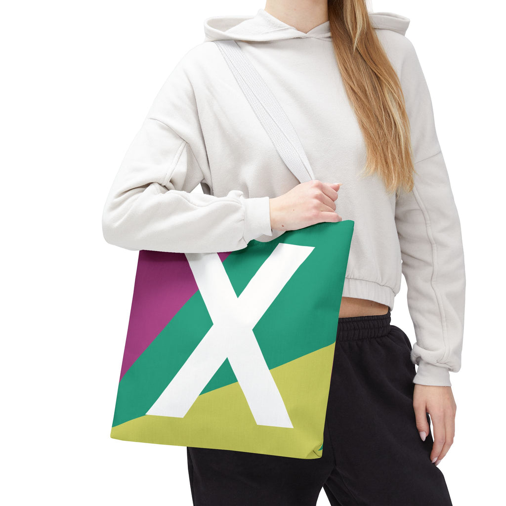 Monogram 'X' Colorblock Tote Bag — Personalized Initial X Shoulder Tote