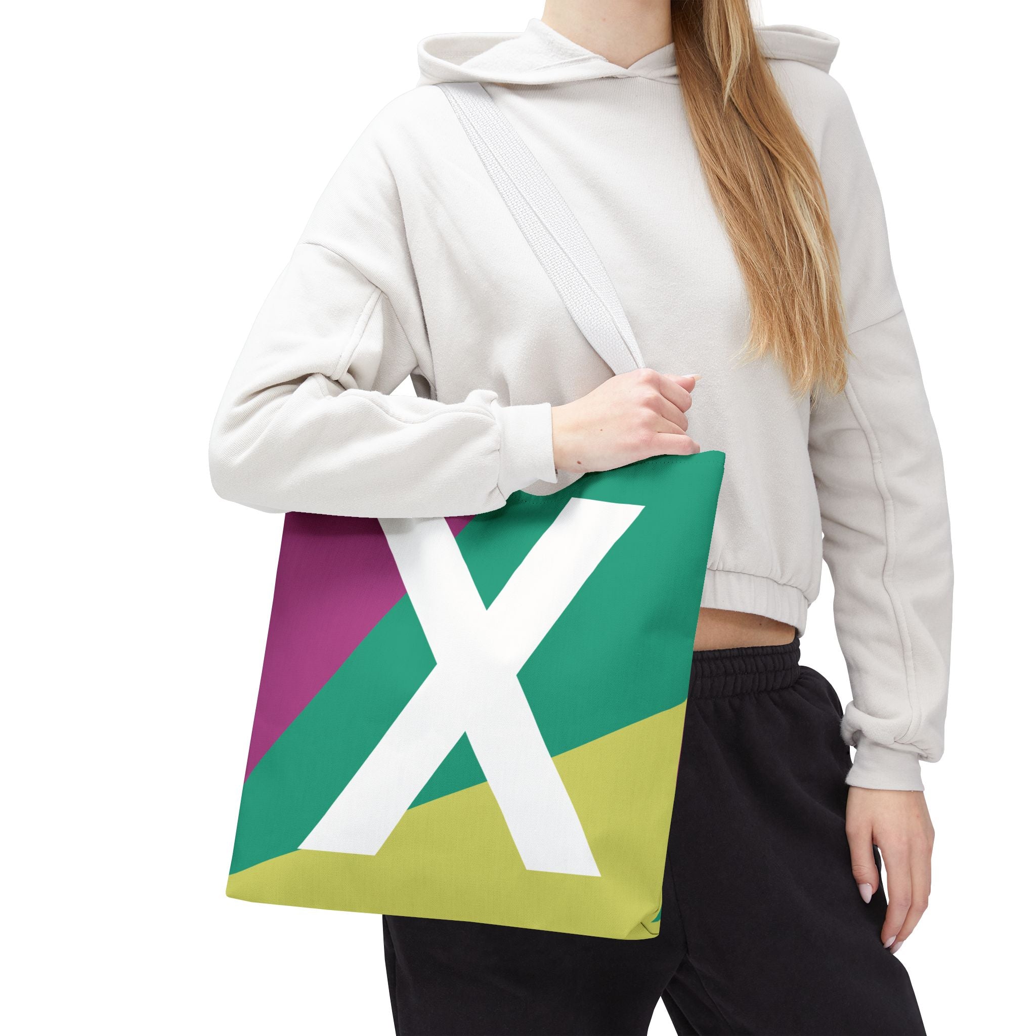 Monogram 'X' Colorblock Tote Bag — Personalized Initial X Shoulder Tote