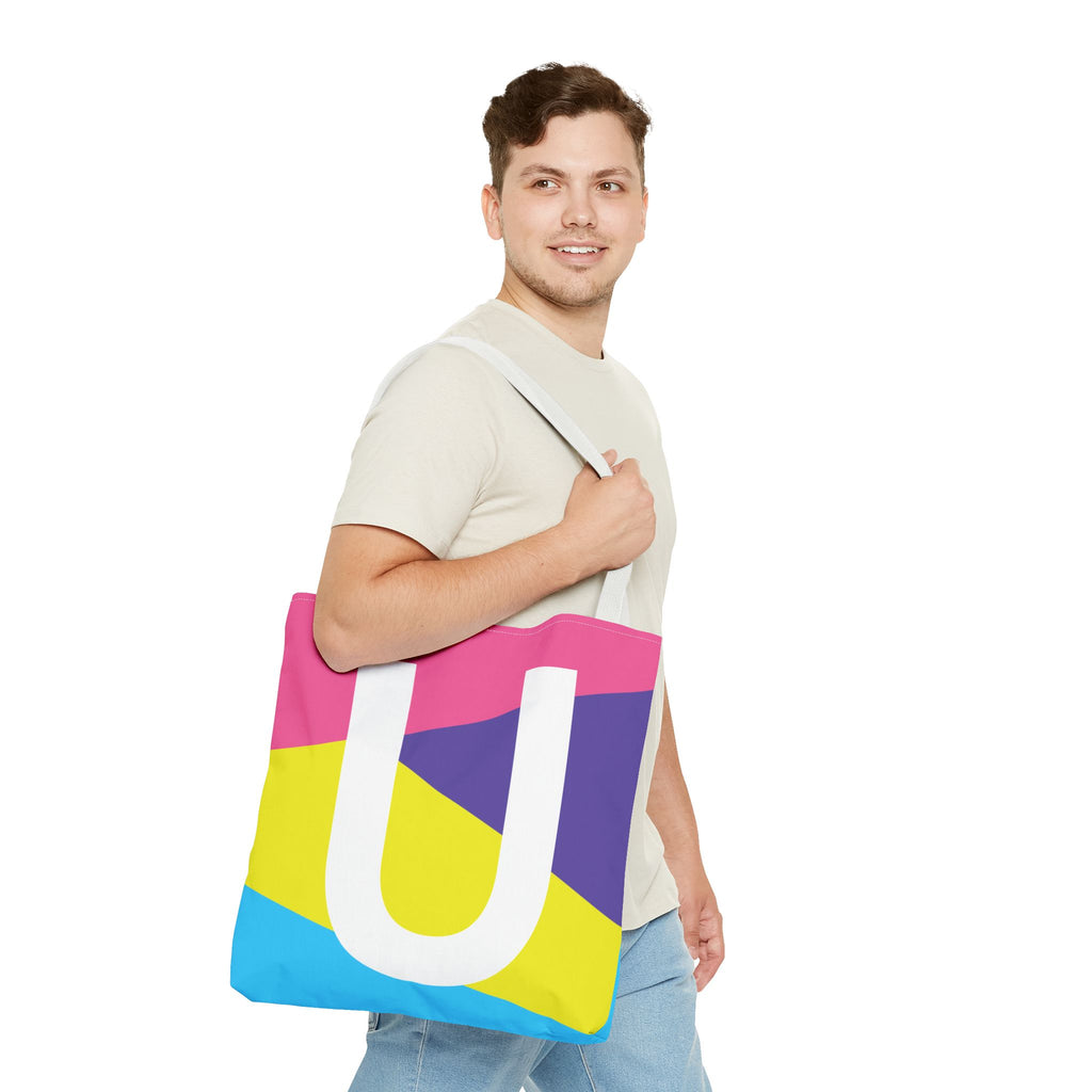 Monogram 'U' Colorblock Tote Bag — Personalized Initial U Shoulder Tote