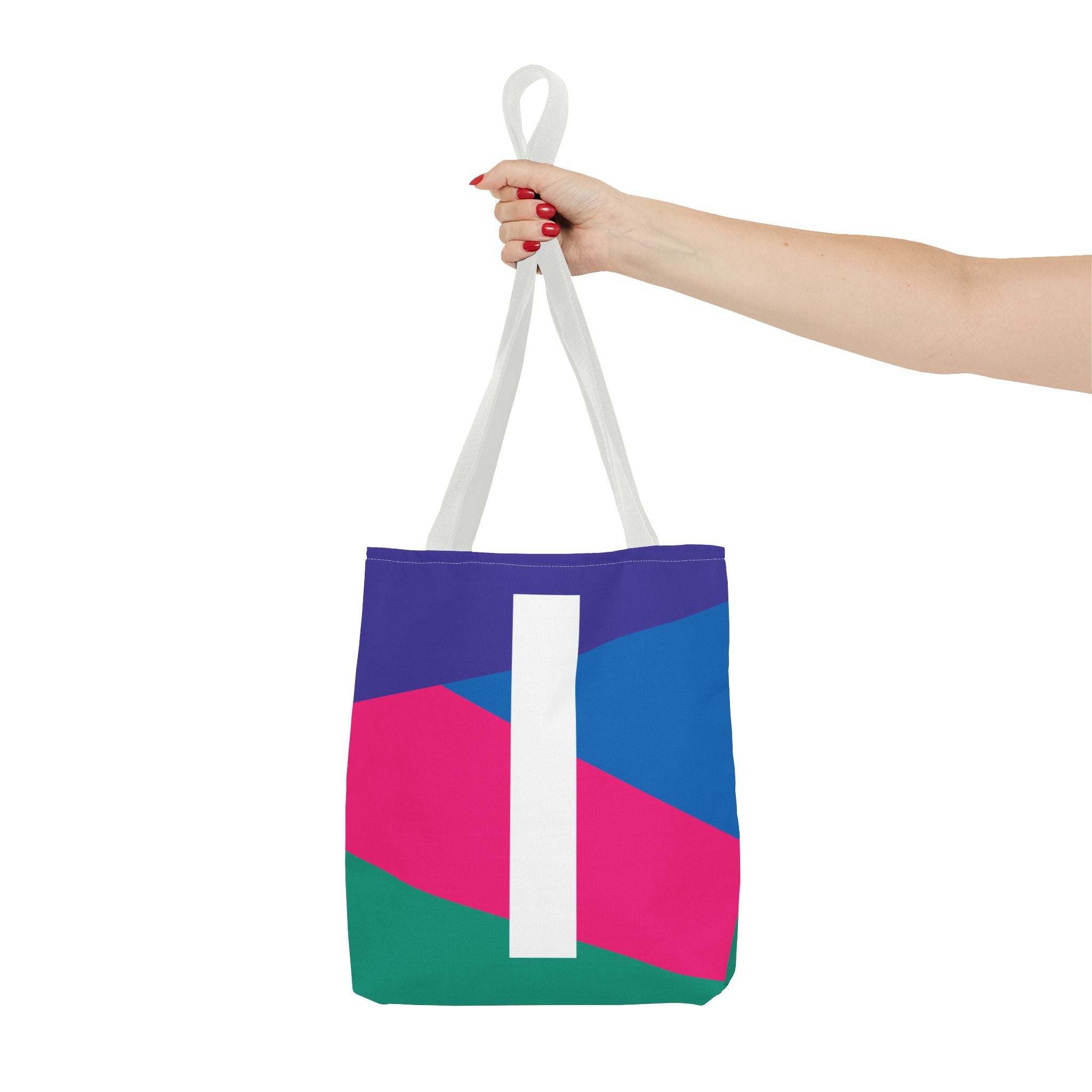 Monogram 'I' Colorblock Tote Bag — Personalized Initial I Shoulder Tote