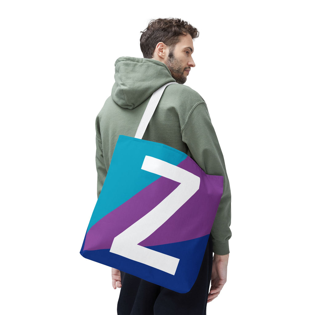 Monogram 'Z' Colorblock Tote Bag — Personalized Initial Z Shoulder Tote