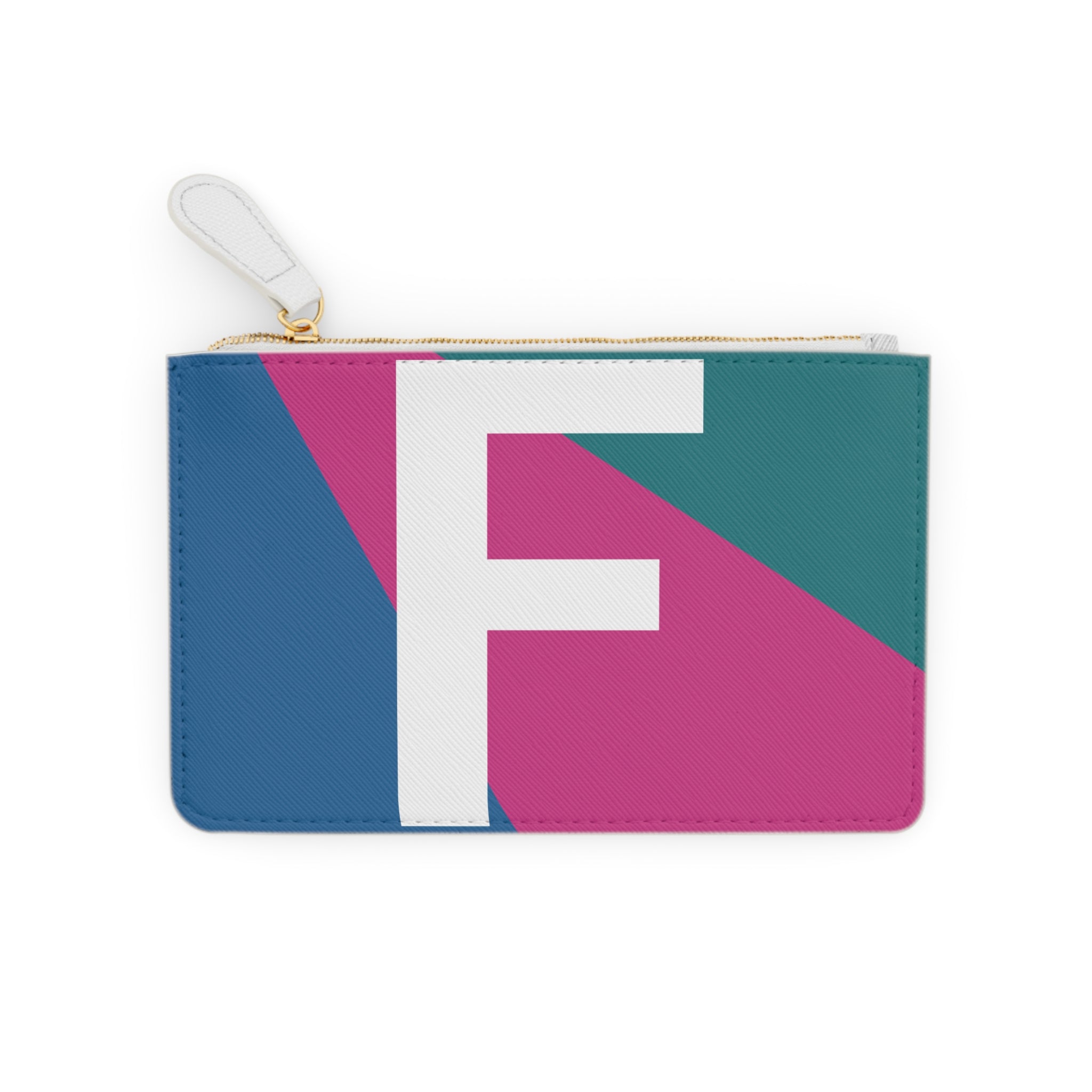 Initial F Mini Clutch — Colorblock Monogram Wristlet Wallet