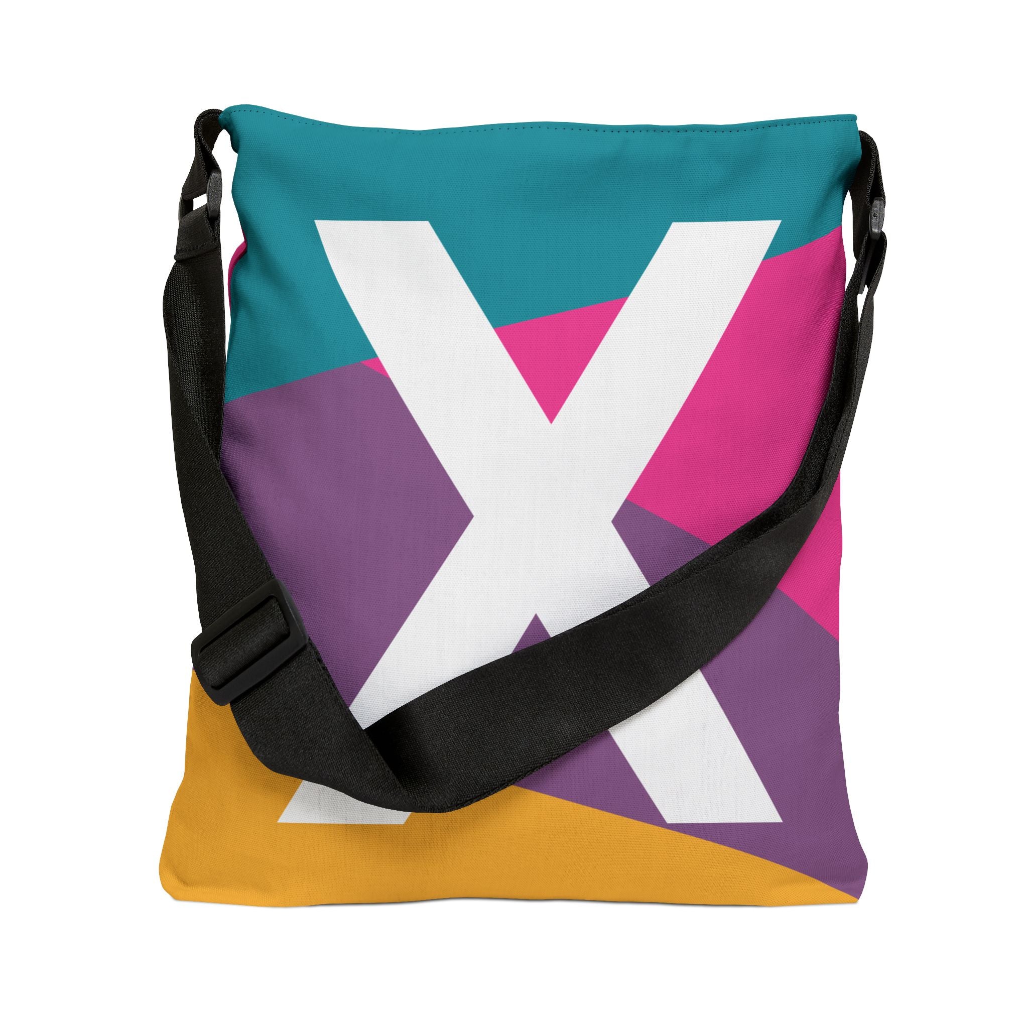 Initial Letter 'X' Colorblock Adjustable Tote Bag — Monogram Alphabet Shoulder Bag