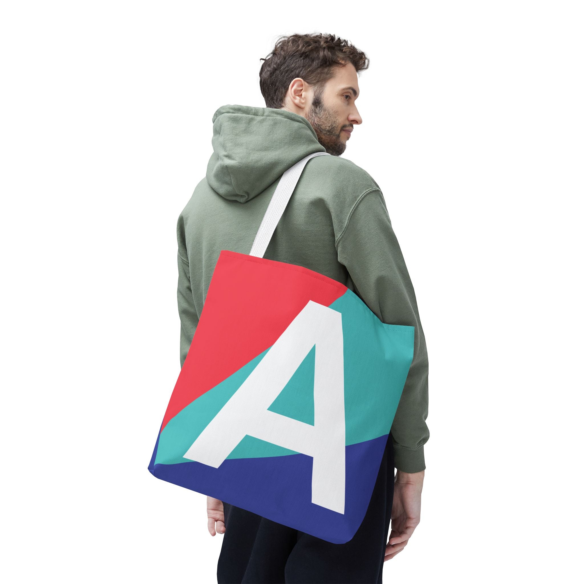 Monogram 'A' Colorblock Tote Bag — Personalized Initial A Shoulder Tote