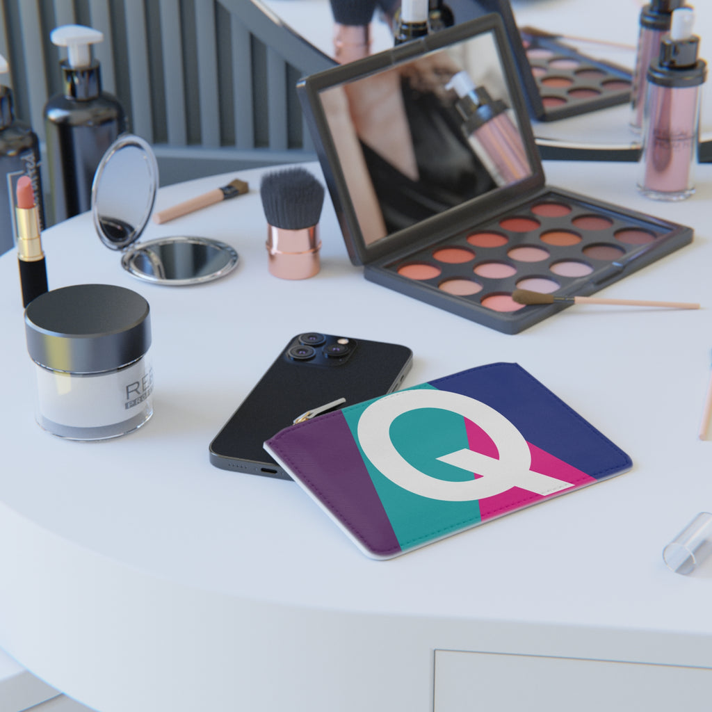 Initial Q Mini Clutch — Colorblock Monogram Wristlet Wallet