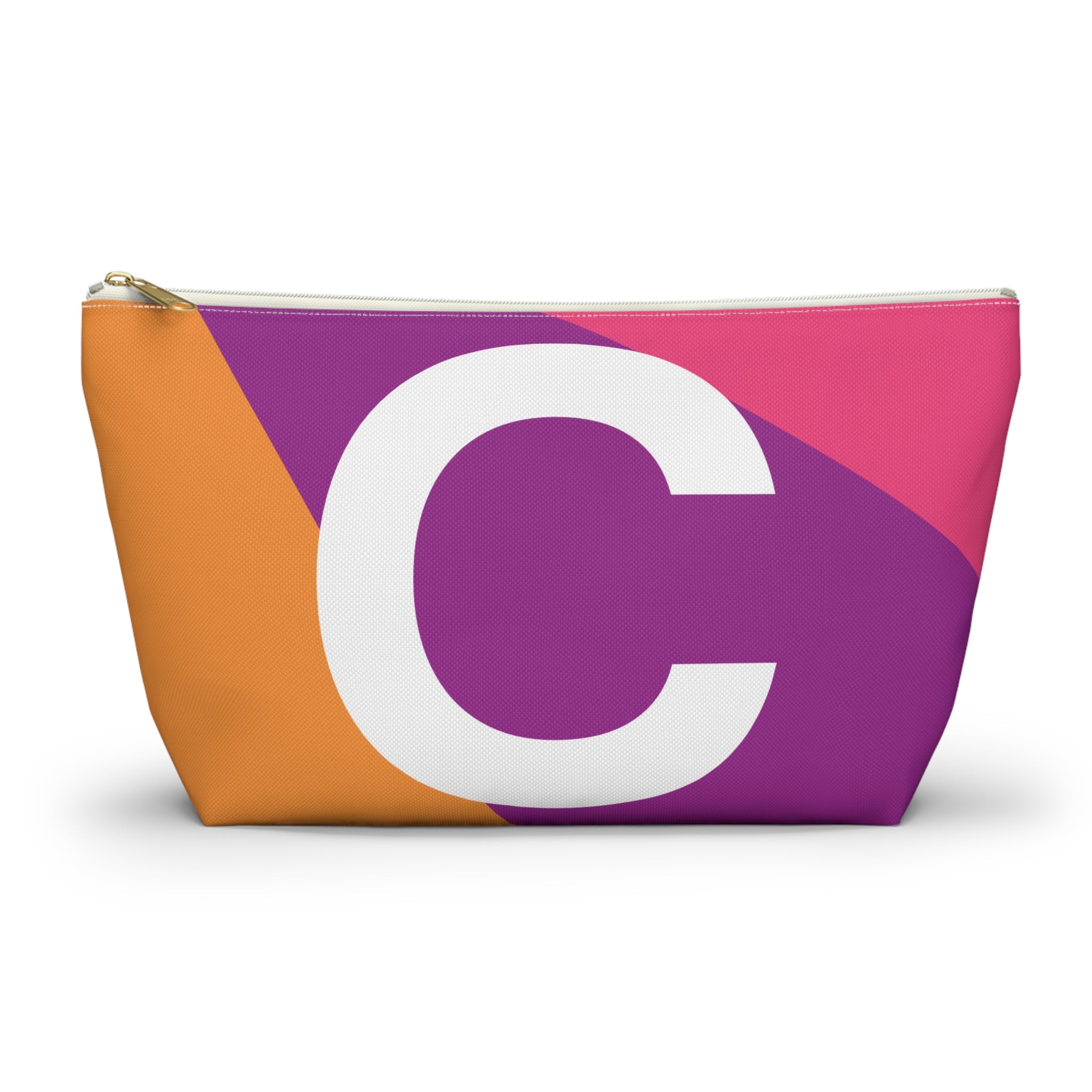Initials Colorblock Accessory Pouch — Monogram C T-Bottom Cosmetic Bag