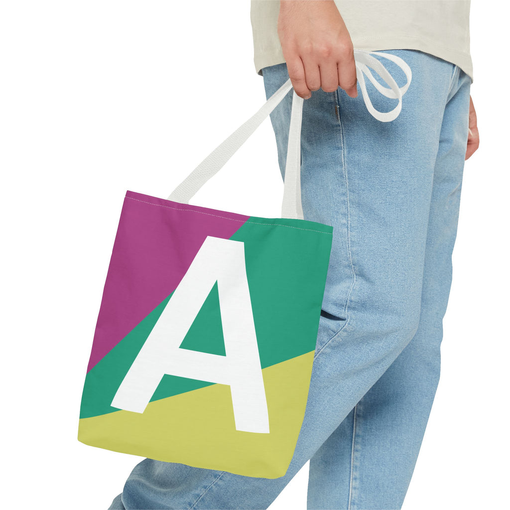 Monogram 'A' Colorblock Tote Bag — Personalized Initial A Shoulder Tote