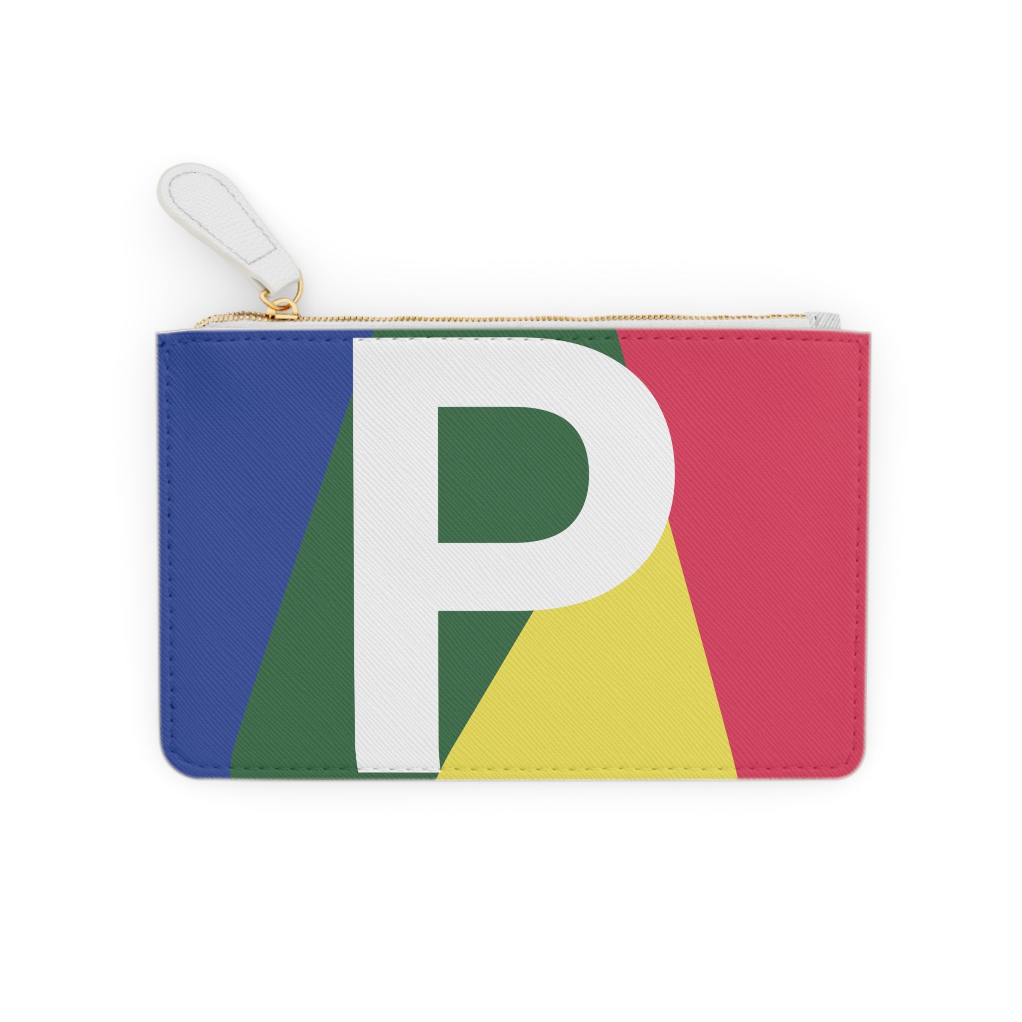 Initial P Mini Clutch — Colorblock Monogram Wristlet Wallet