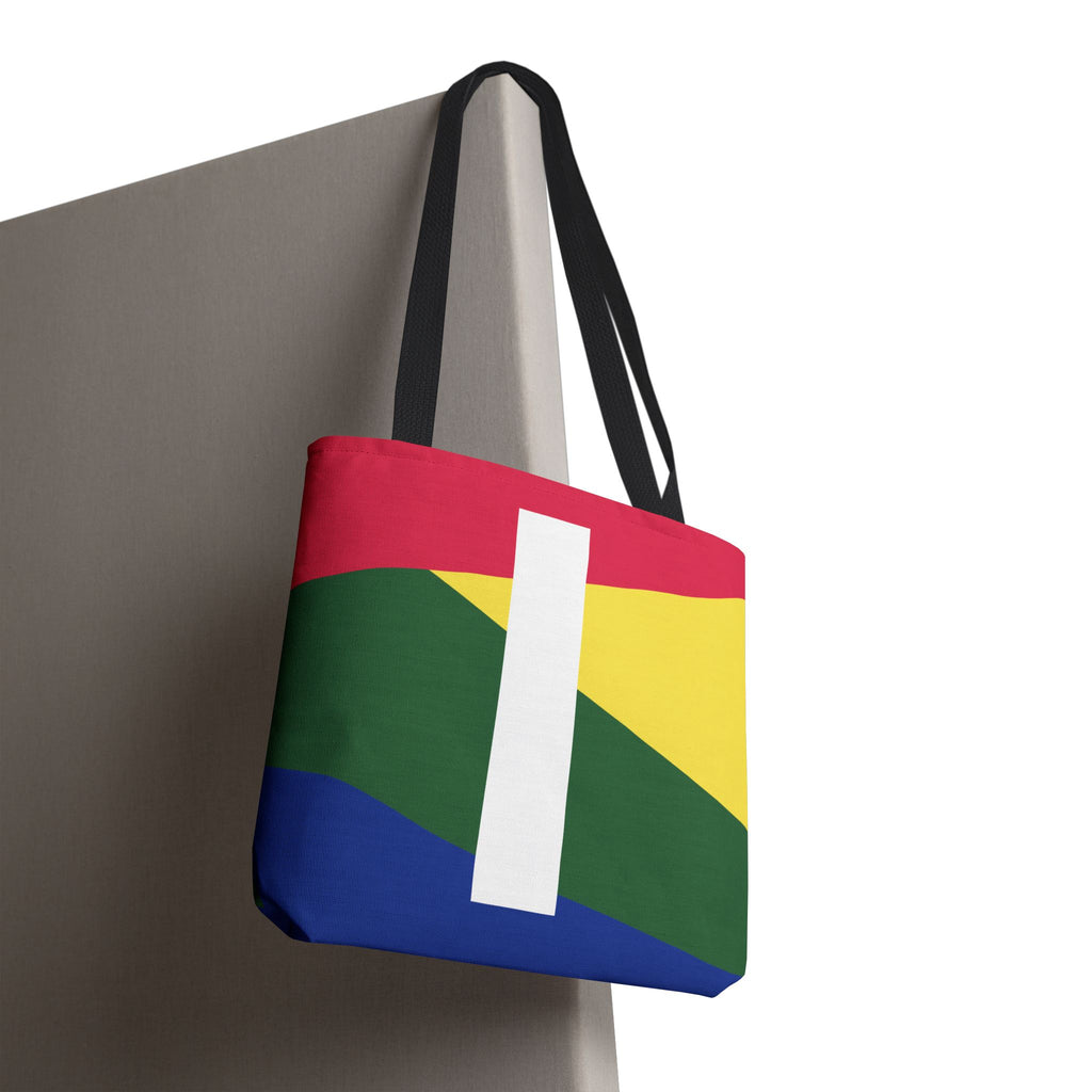 Monogram 'I' Colorblock Tote Bag — Personalized Initial I Shoulder Tote