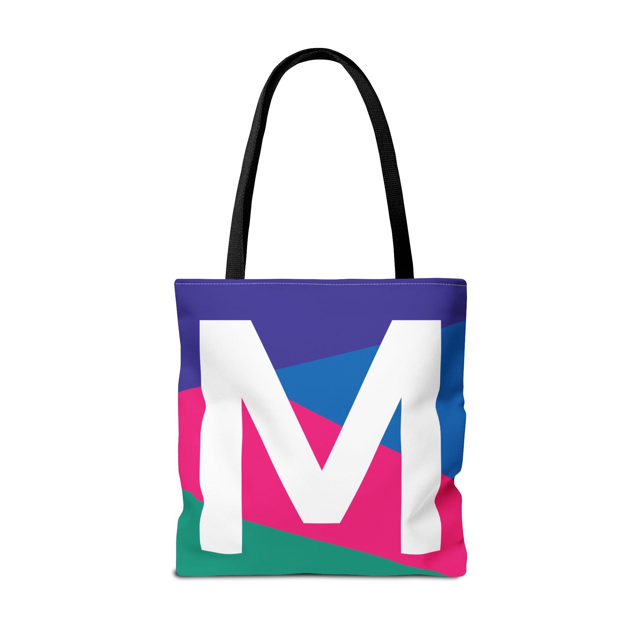 Monogram 'M' Colorblock Tote Bag — Personalized Initial M Shoulder Tote
