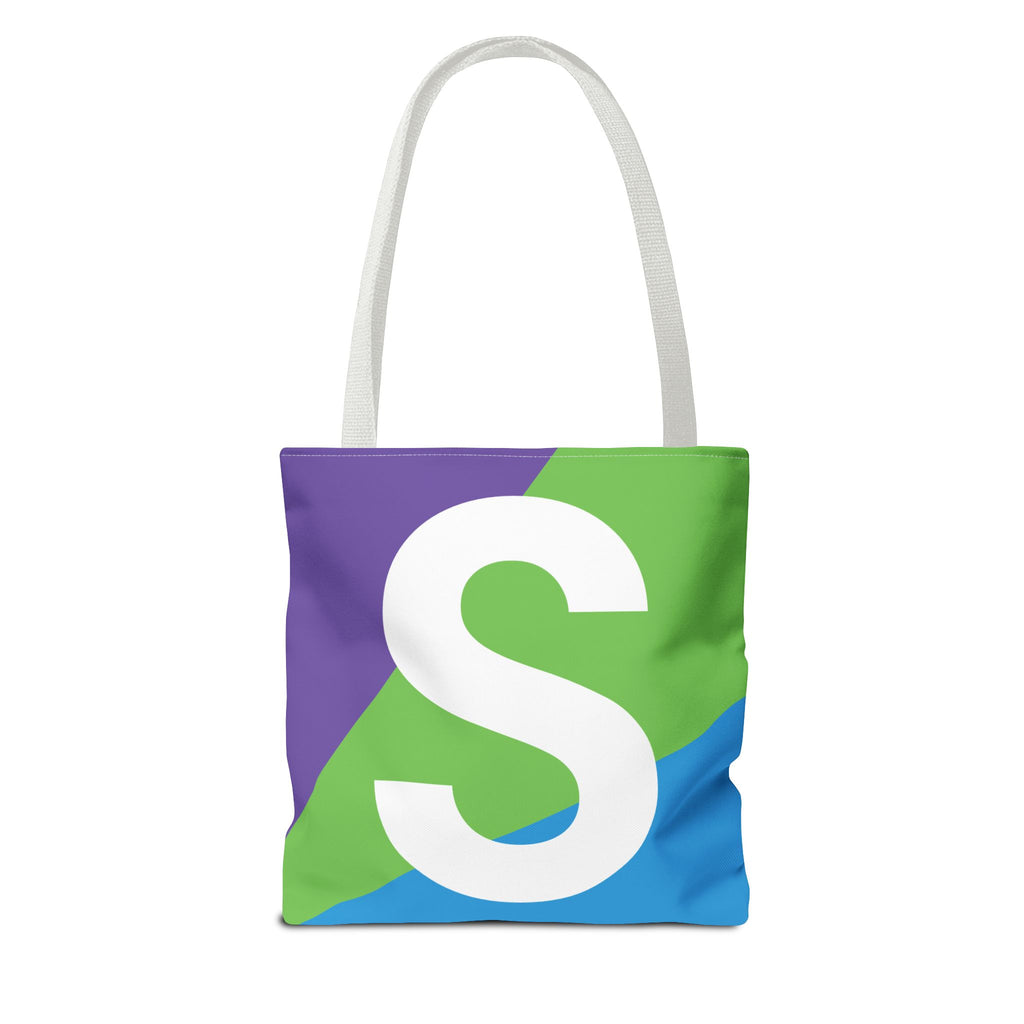 Monogram 'S' Colorblock Tote Bag — Personalized Initial S Shoulder Tote
