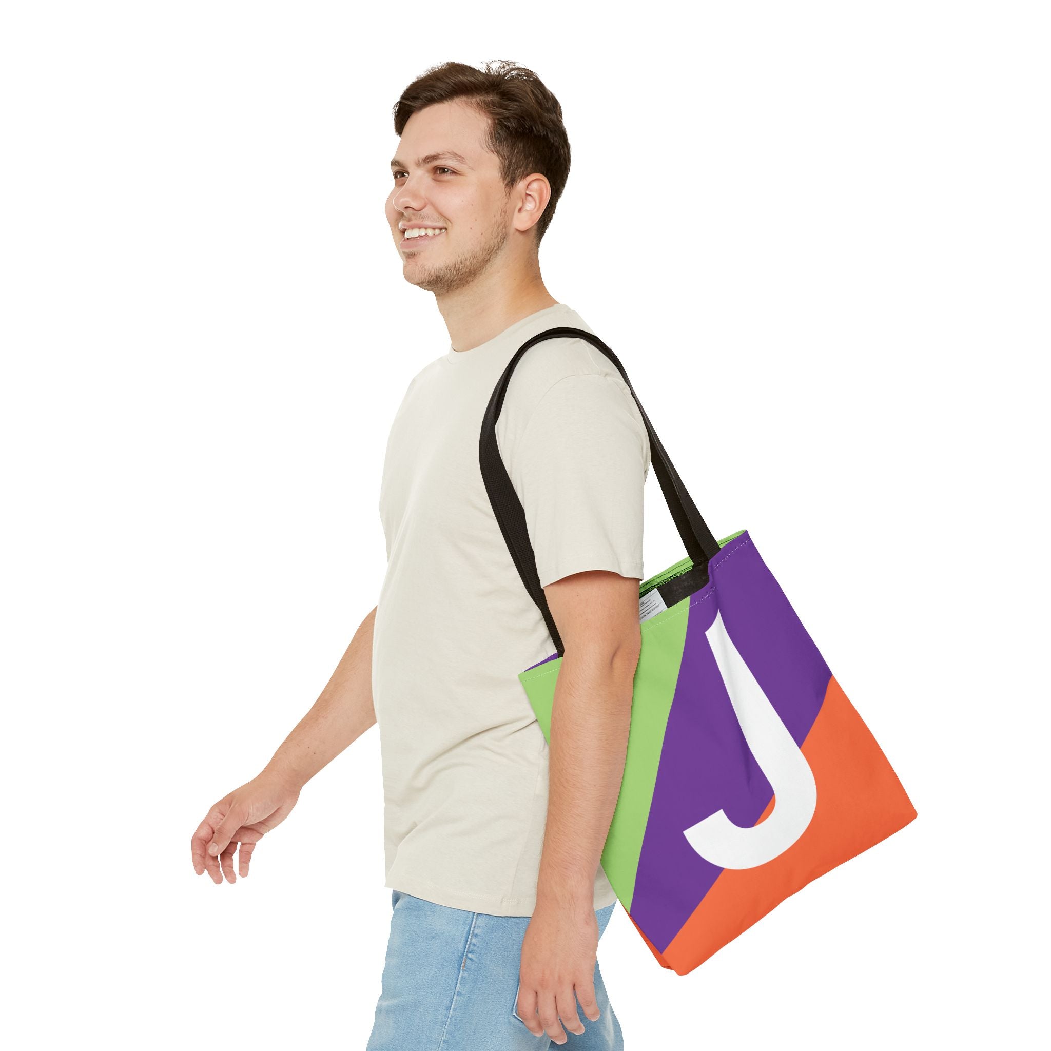 Monogram 'J' Colorblock Tote Bag — Personalized Initial J Shoulder Tote