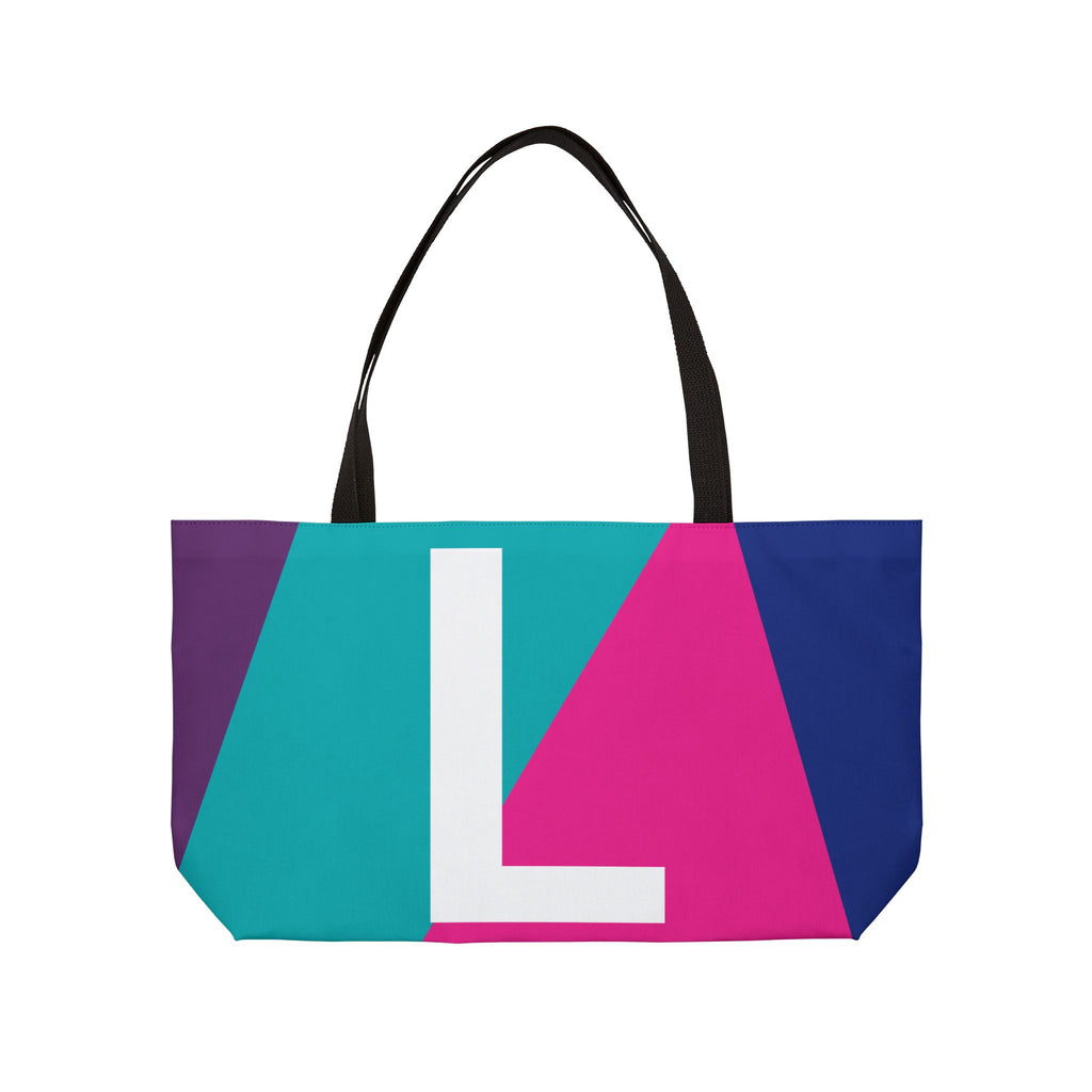 Personalized 'L' Colorblock Tote Bag — Monogram Weekender Tote