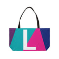 Personalized 'L' Colorblock Tote Bag — Monogram Weekender Tote