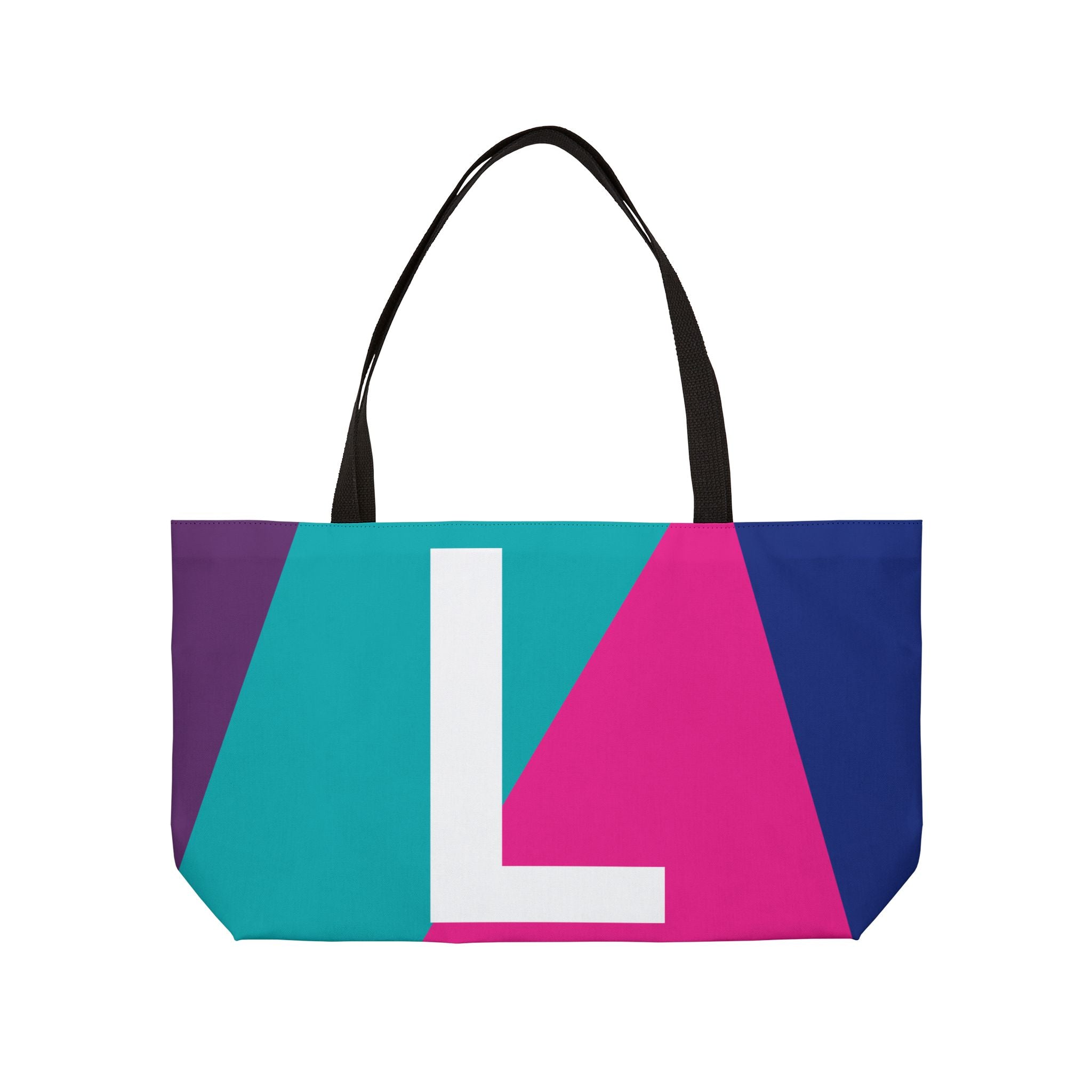 Personalized 'L' Colorblock Tote Bag — Monogram Weekender Tote