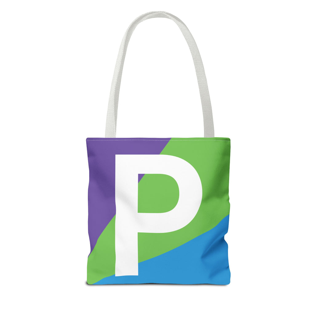 Monogram 'P' Colorblock Tote Bag — Personalized Initial P Shoulder Tote