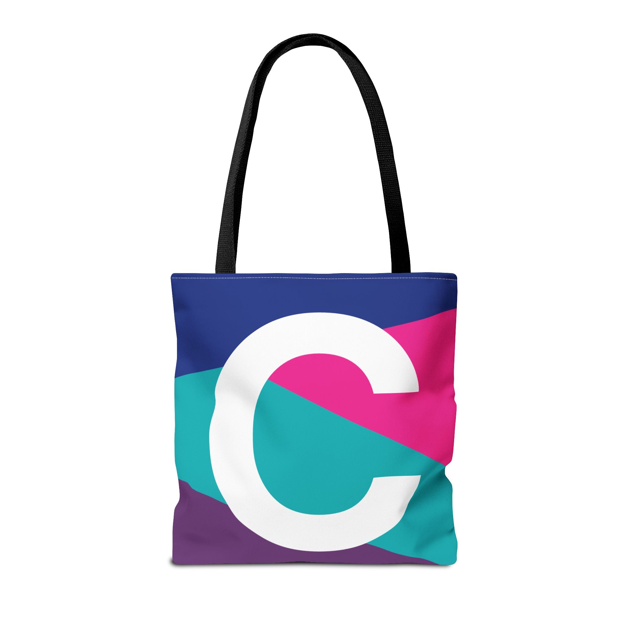 Monogram 'C' Colorblock Tote Bag — Personalized Initial C Shoulder Tote