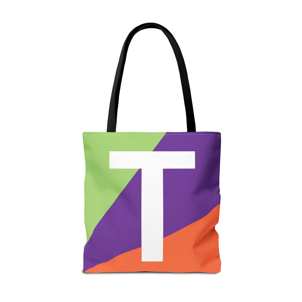Monogram 'T' Colorblock Tote Bag — Personalized Initial T Shoulder Tote