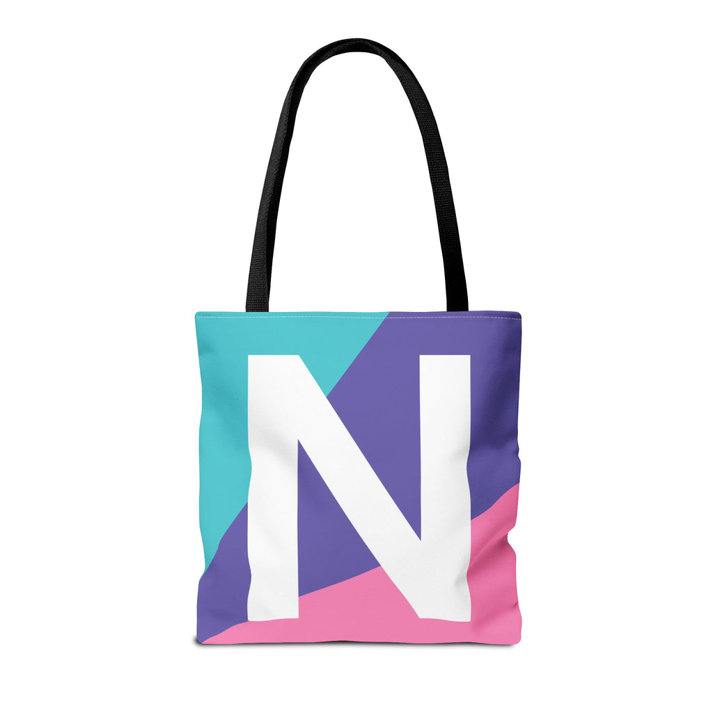 Monogram 'N' Colorblock Tote Bag — Personalized Initial N Shoulder Tote