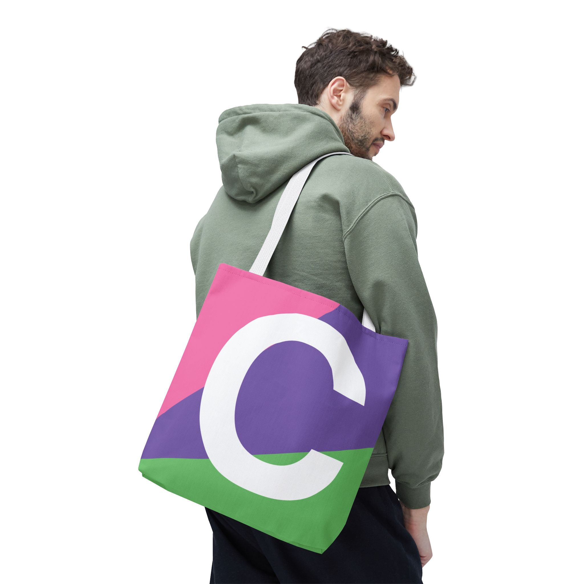 Monogram 'C' Colorblock Tote Bag — Personalized Initial C Shoulder Tote