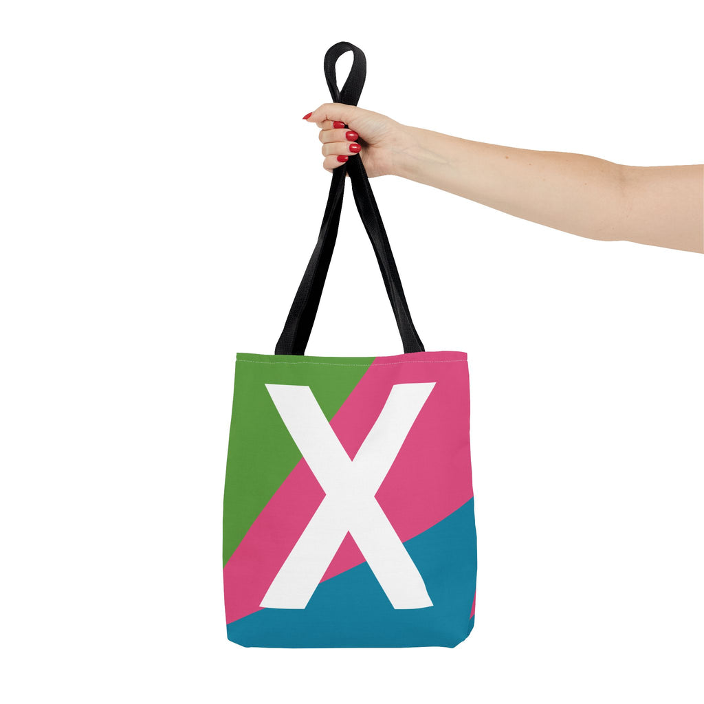Monogram 'X' Colorblock Tote Bag — Personalized Initial X Shoulder Tote