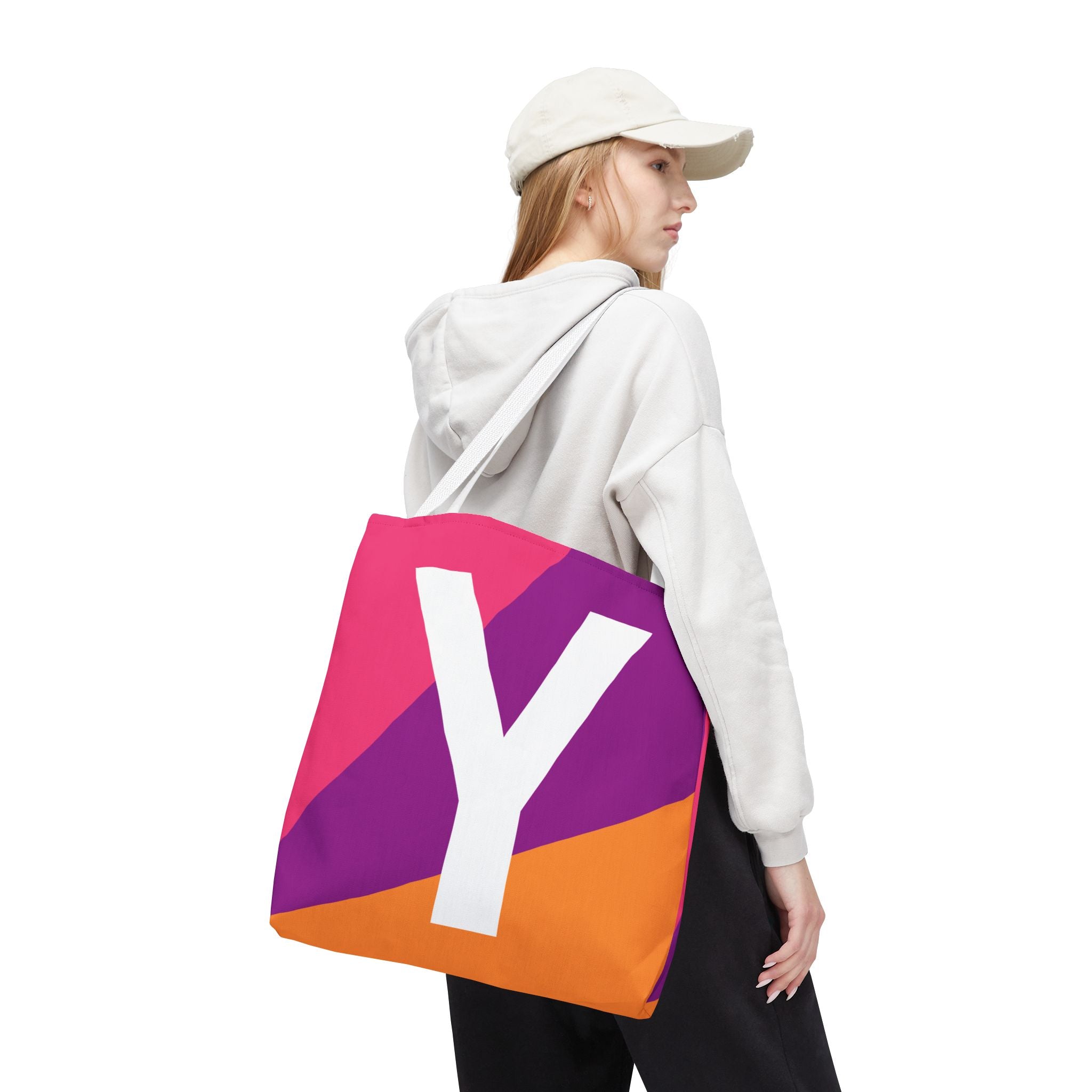 Monogram 'Y' Colorblock Tote Bag — Personalized Initial Y Shoulder Tote