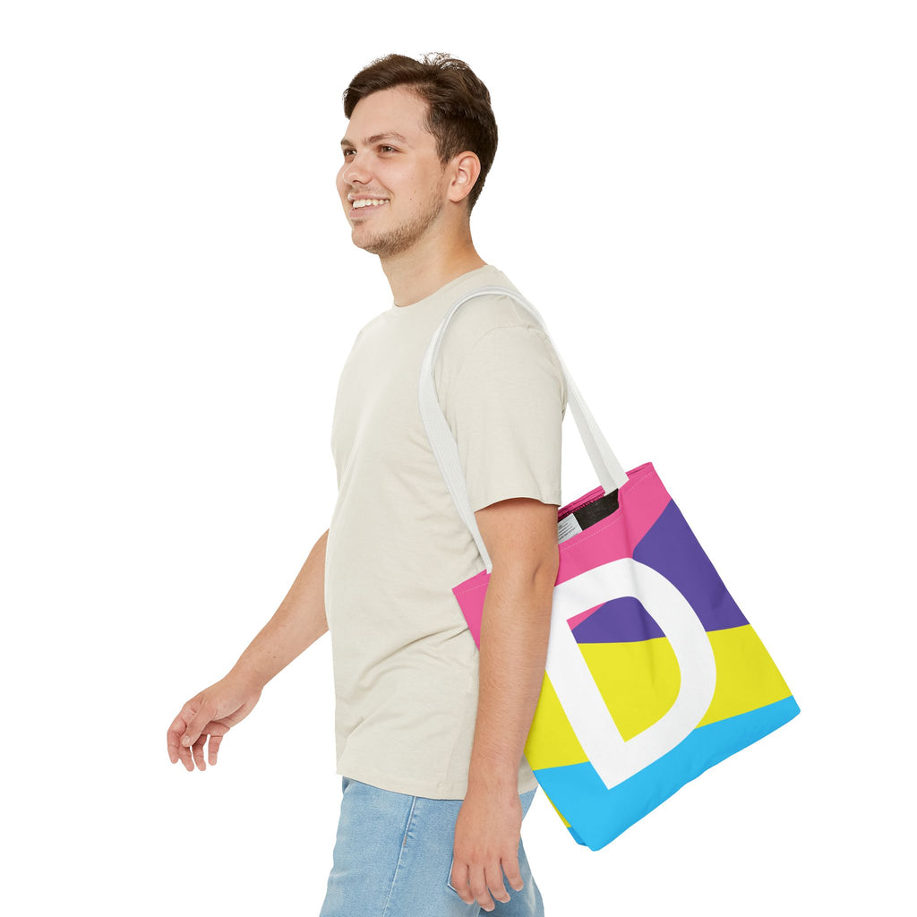 Monogram 'D' Colorblock Tote Bag — Personalized Initial D Shoulder Tote