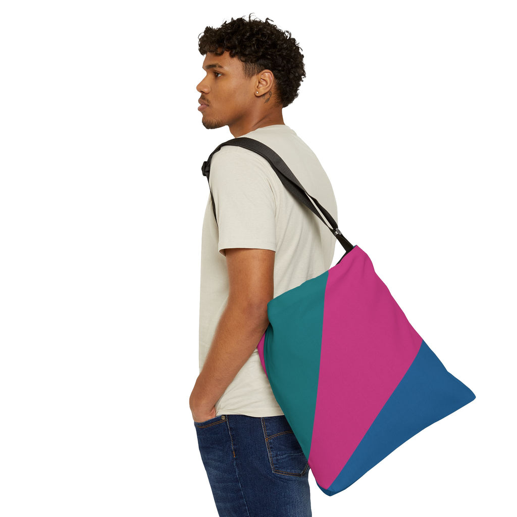 Colorblock Geometric Tote Bag — Adjustable Strap, Bright Abstract Pattern
