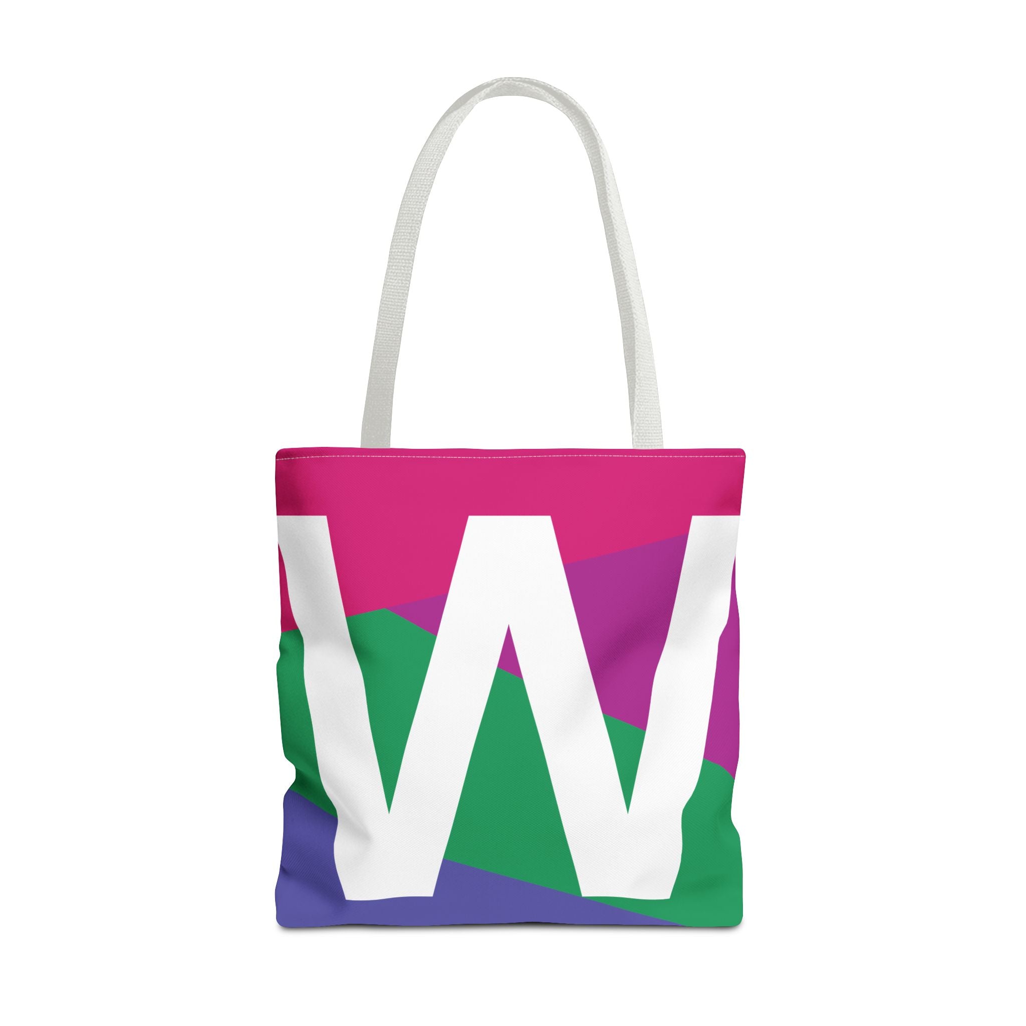 Monogram 'W' Colorblock Tote Bag — Personalized Initial W Shoulder Tote