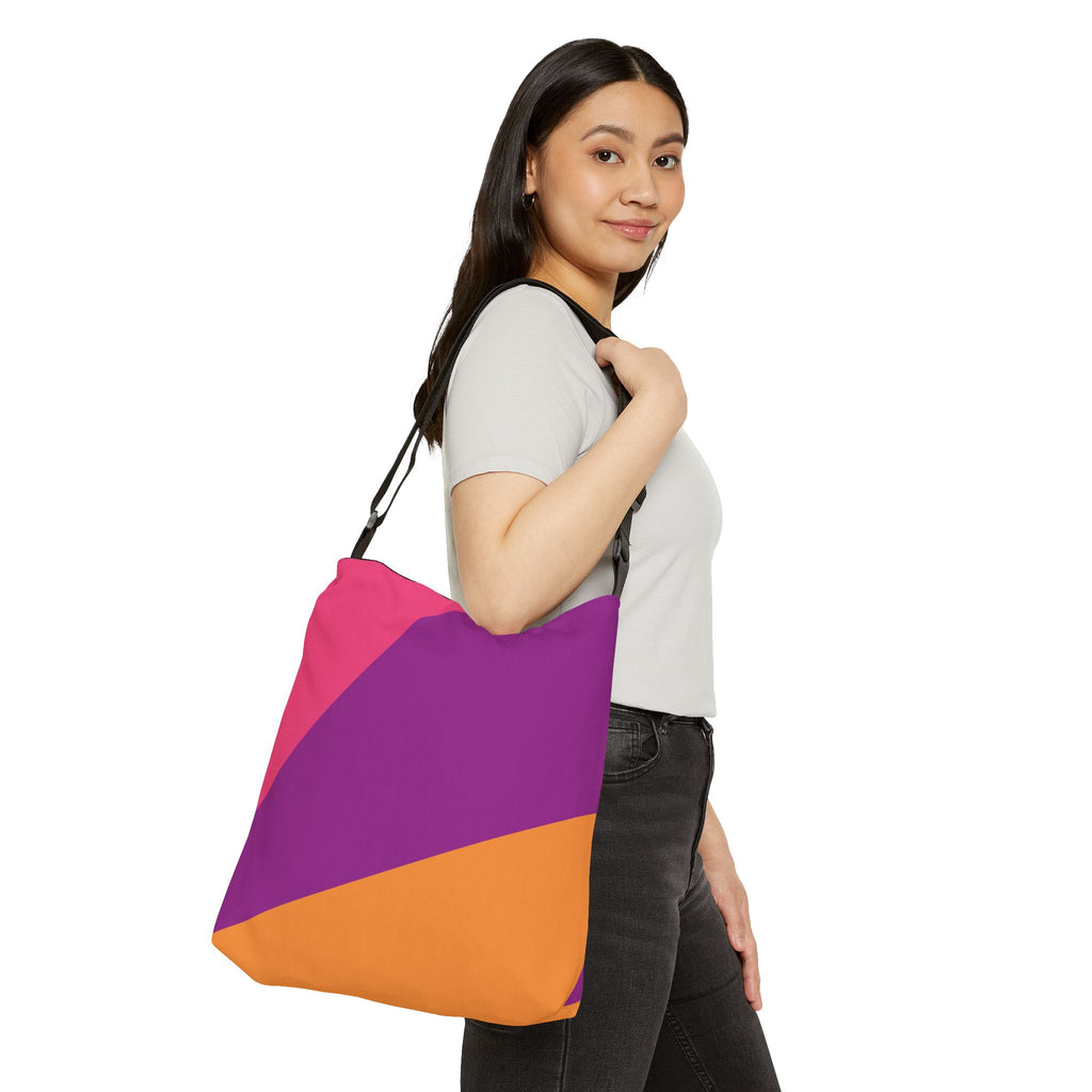 Colorblock Geometric Tote Bag — Adjustable Strap, Bright Abstract Pattern