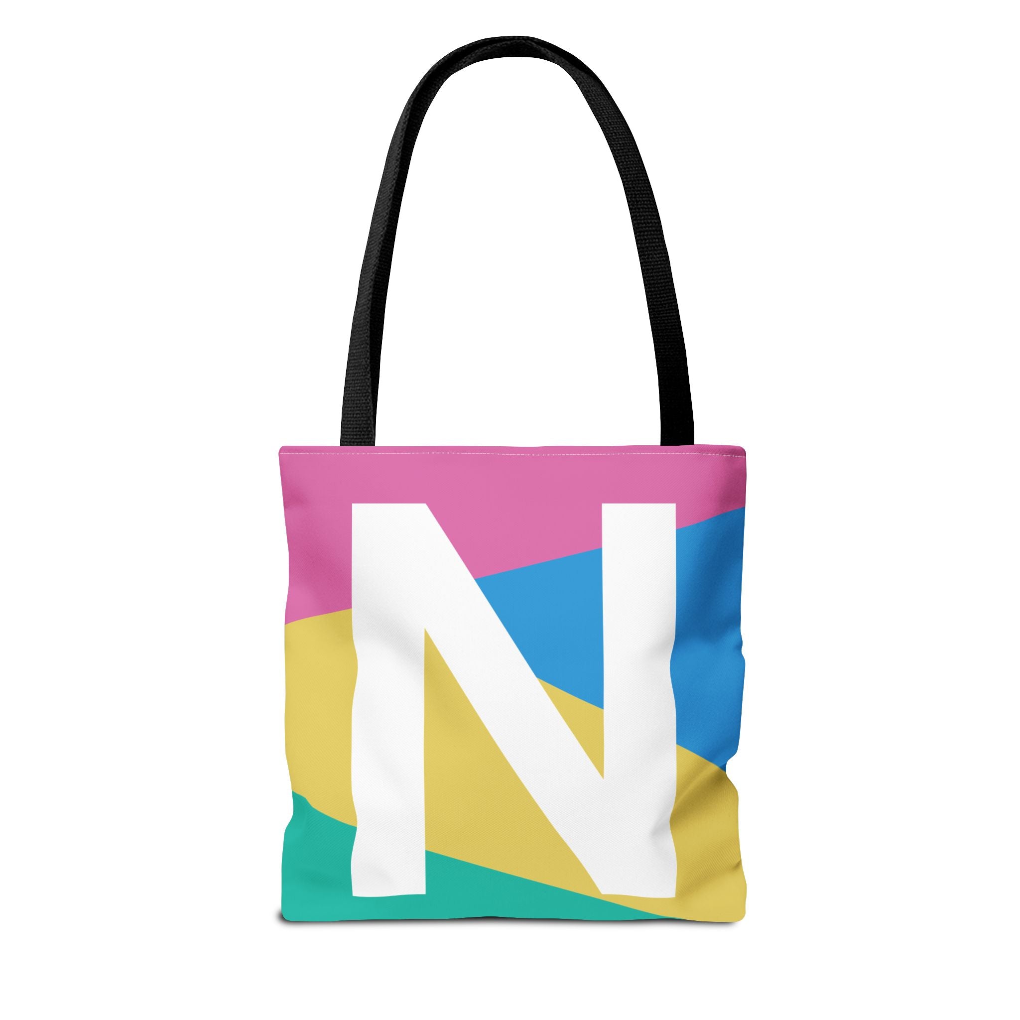 Monogram 'N' Colorblock Tote Bag — Personalized Initial N Shoulder Tote