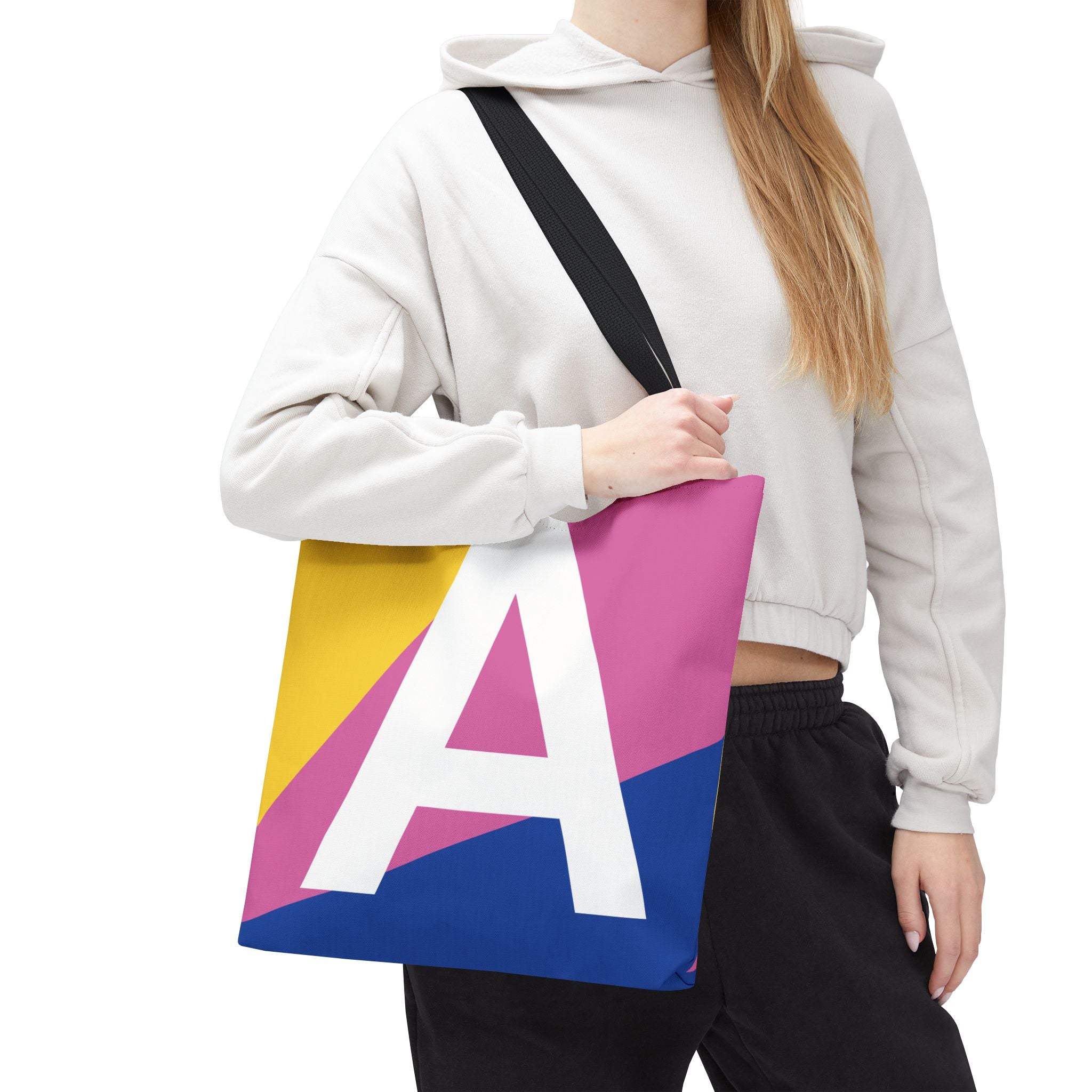 Monogram 'A' Colorblock Tote Bag — Personalized Initial A Shoulder Tote