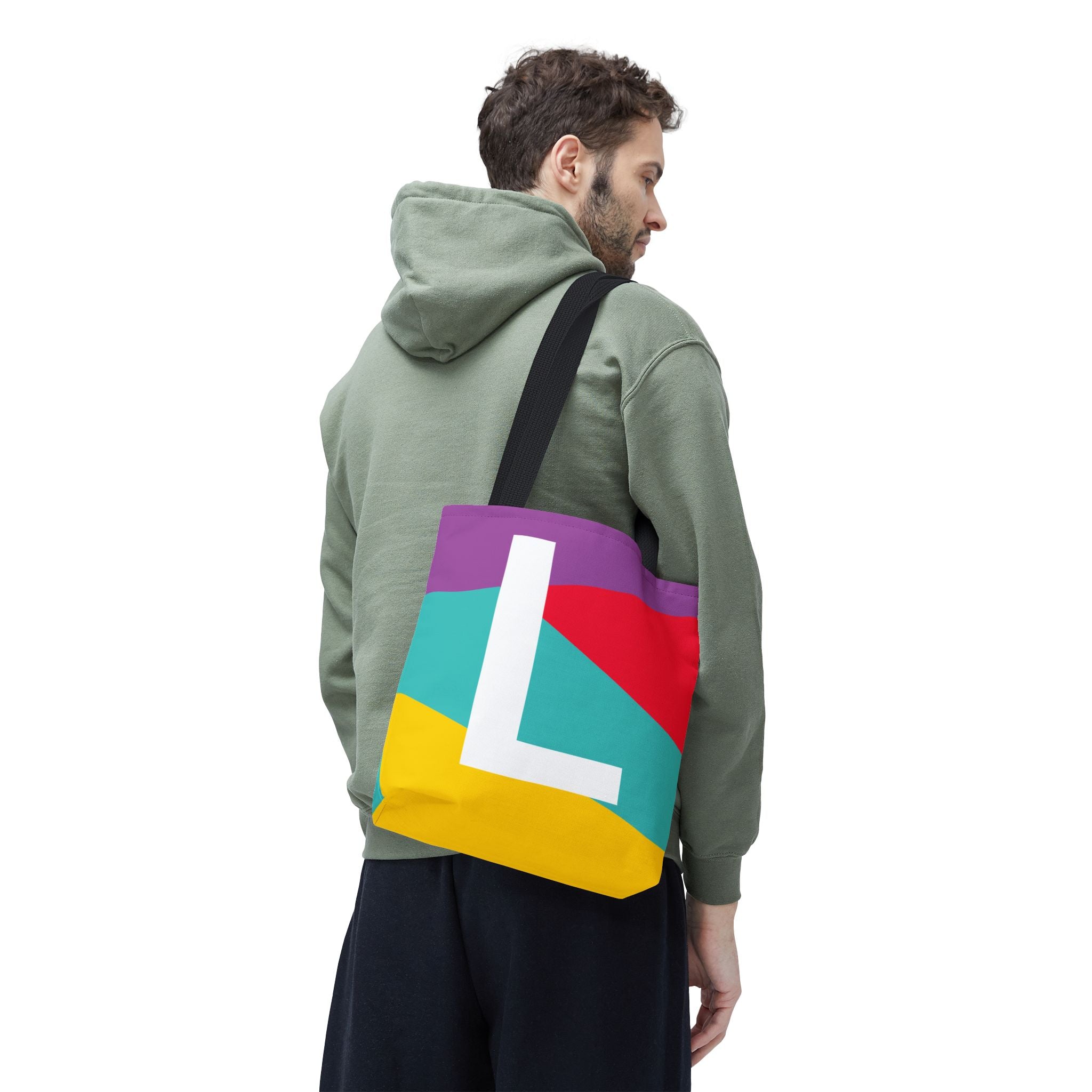Monogram 'L' Colorblock Tote Bag — Personalized Initial L Shoulder Tote