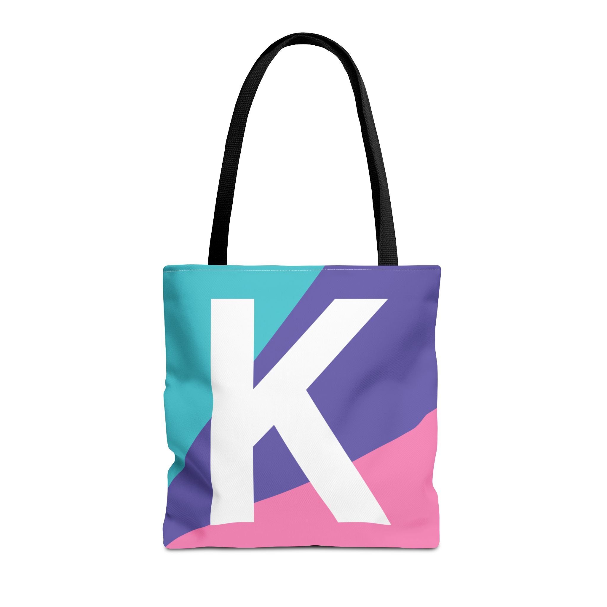 Monogram 'K' Colorblock Tote Bag — Personalized Initial K Shoulder Tote