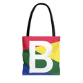 Monogram 'B' Colorblock Tote Bag — Personalized Initial B Shoulder Tote