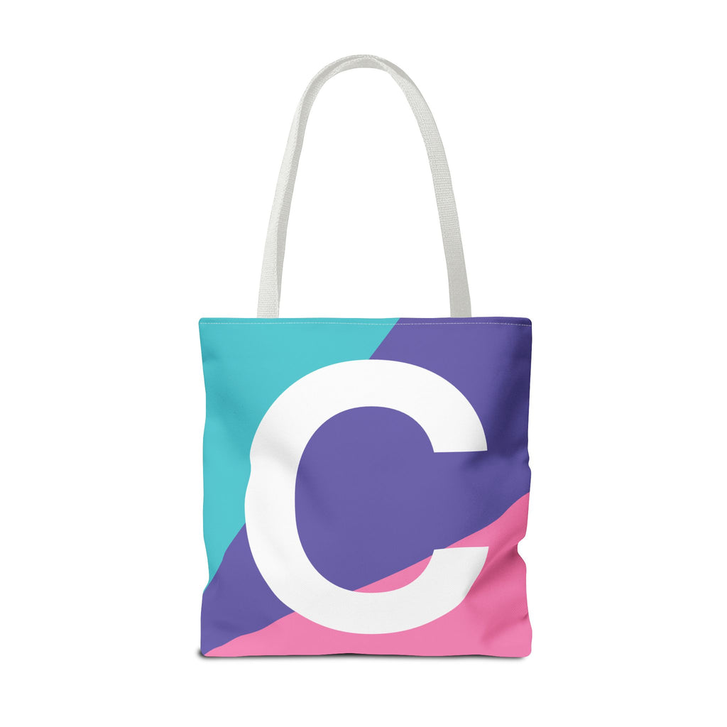 Monogram 'C' Colorblock Tote Bag — Personalized Initial C Shoulder Tote