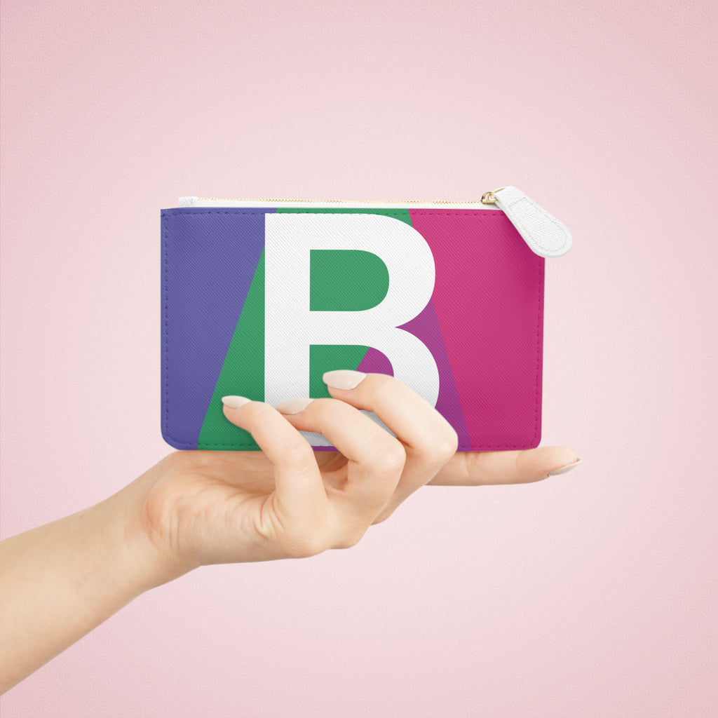 Initial B Mini Clutch — Colorblock Monogram Wristlet Wallet