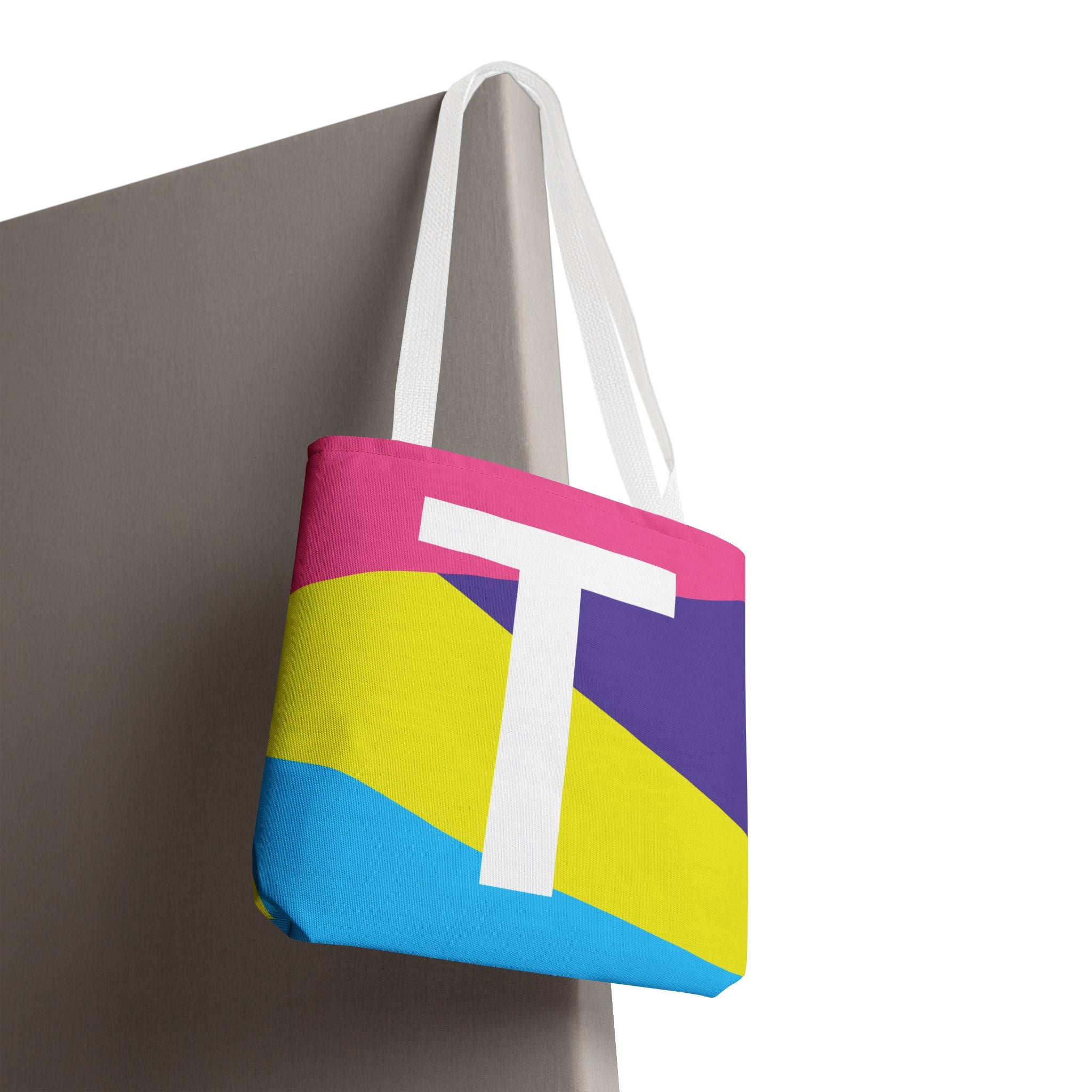 Monogram 'T' Colorblock Tote Bag — Personalized Initial T Shoulder Tote