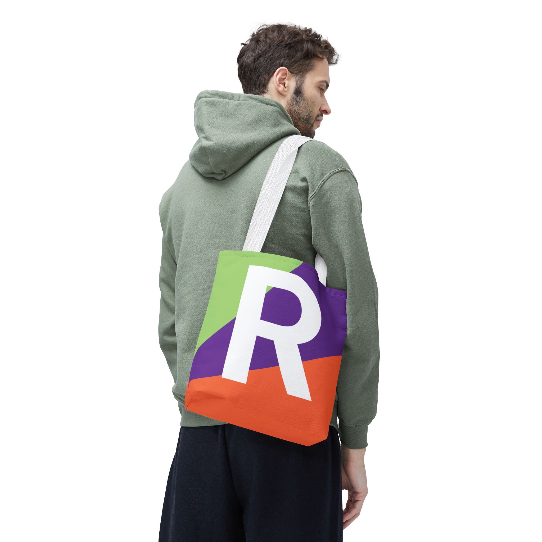 Monogram 'R' Colorblock Tote Bag — Personalized Initial R Shoulder Tote