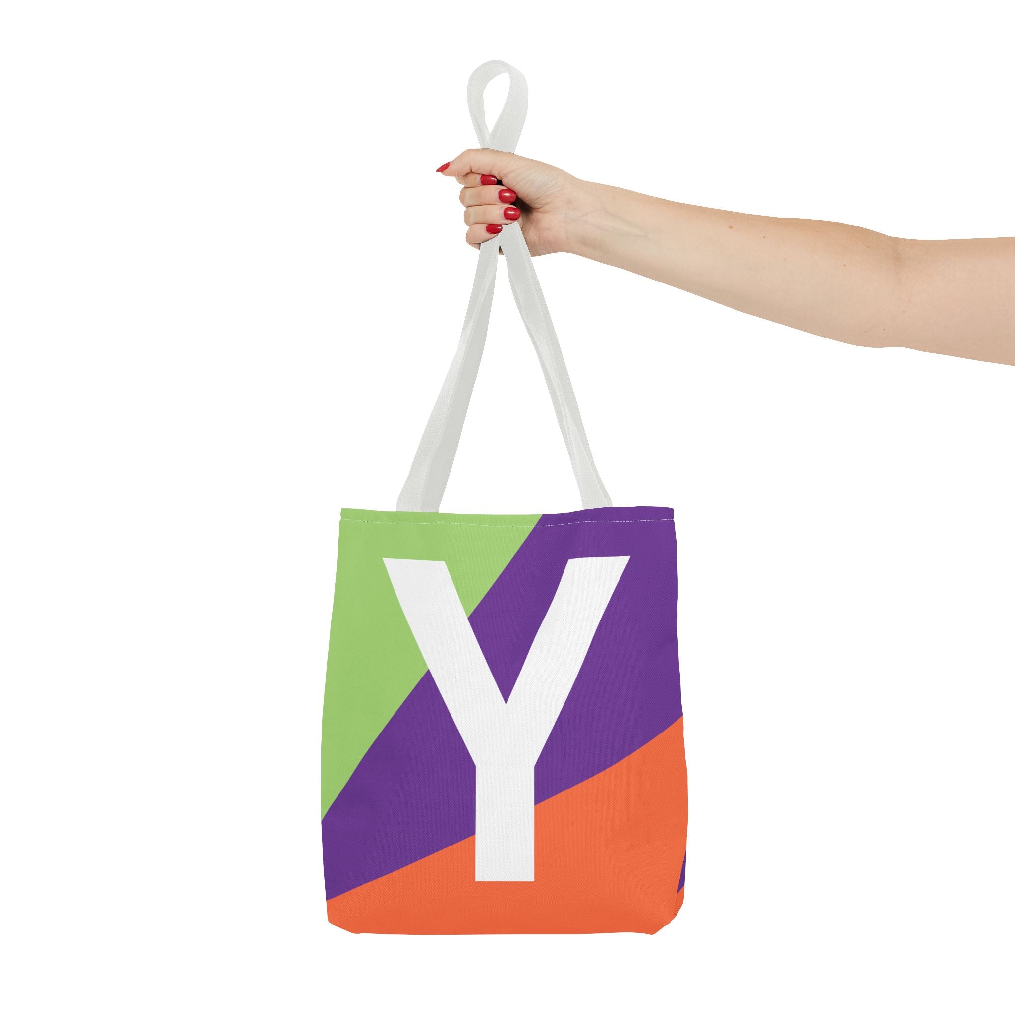 Monogram 'Y' Colorblock Tote Bag — Personalized Initial Y Shoulder Tote