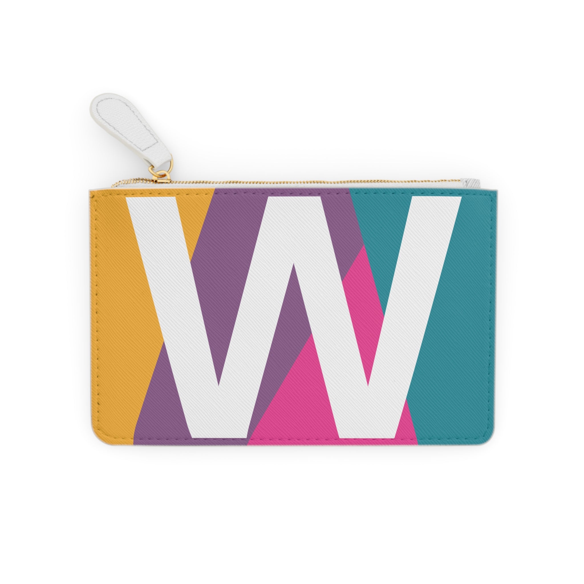 Initial W Mini Clutch — Colorblock Monogram Wristlet Wallet